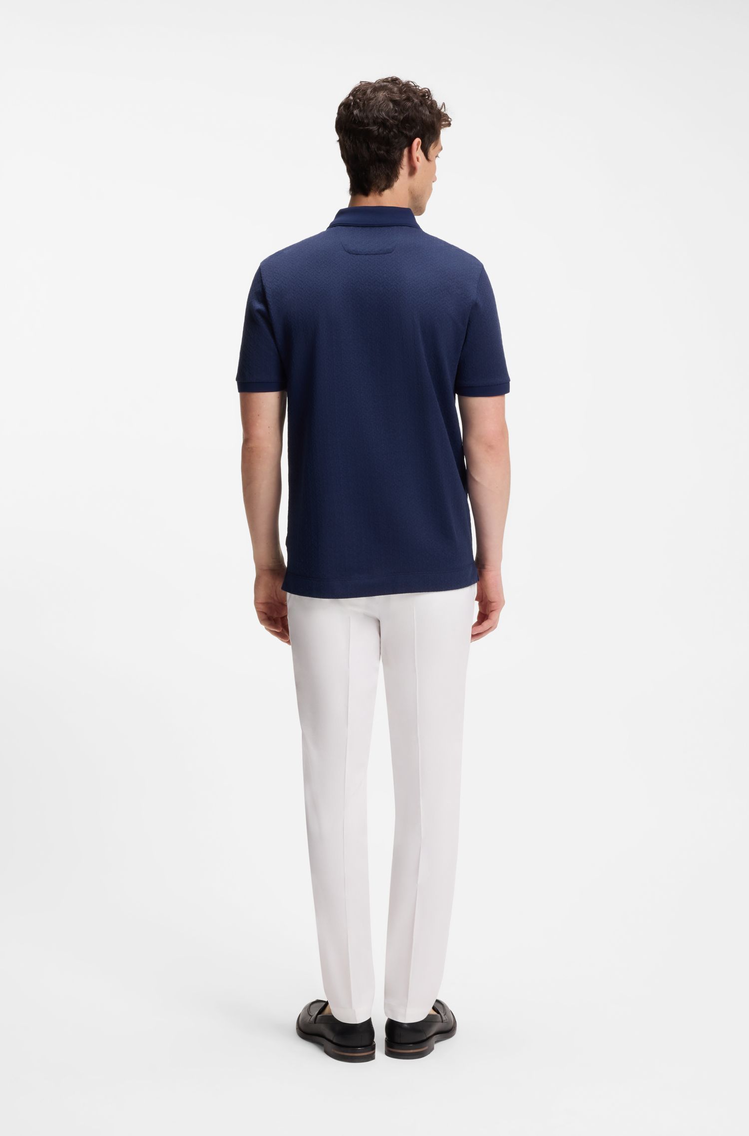 BOSS - Áo polo dáng regular fit làm từ chất liệu jacquard cotton-lụa.