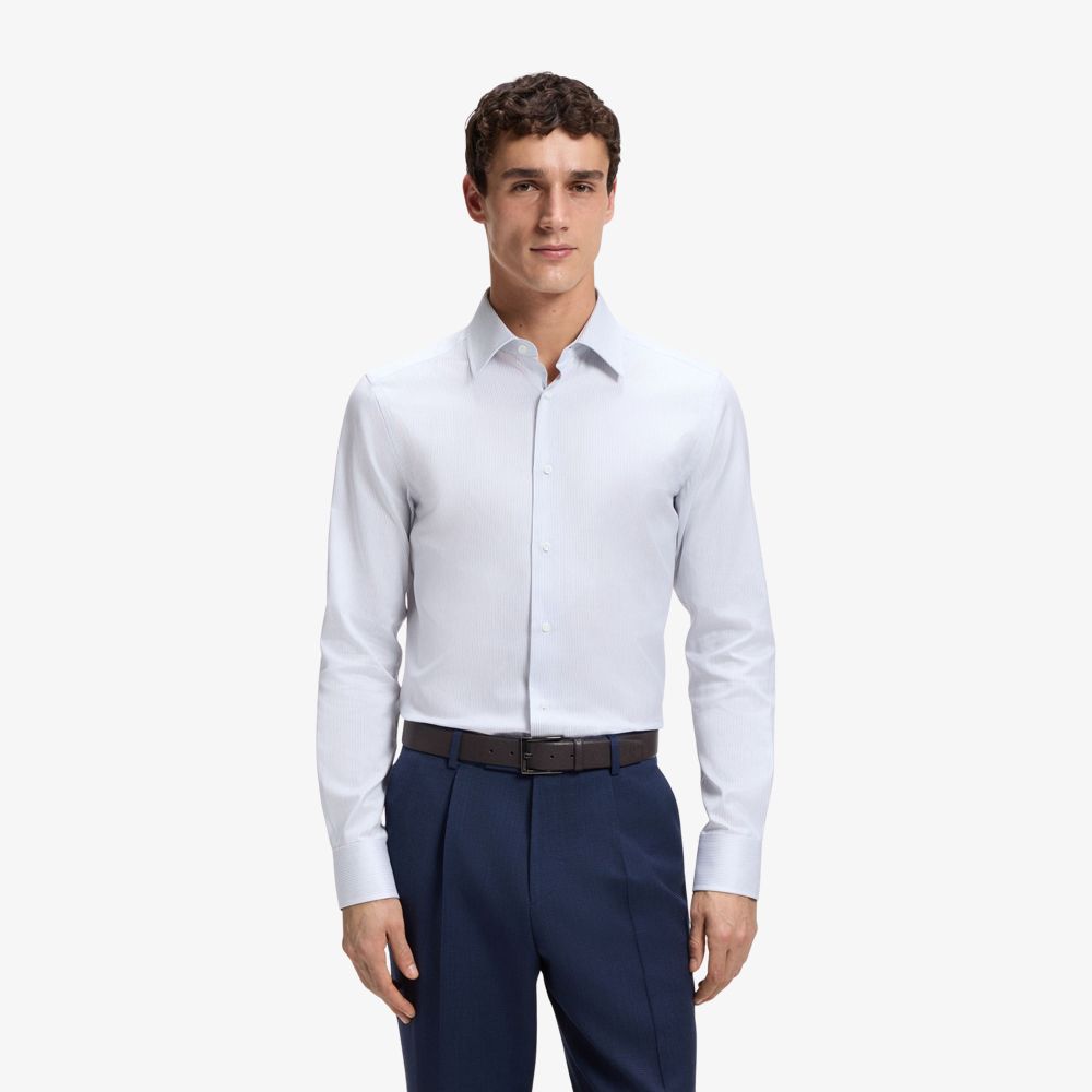 Áo sơ mi dáng ôm chất liệu cotton kẻ sọc sản xuất tại Ý