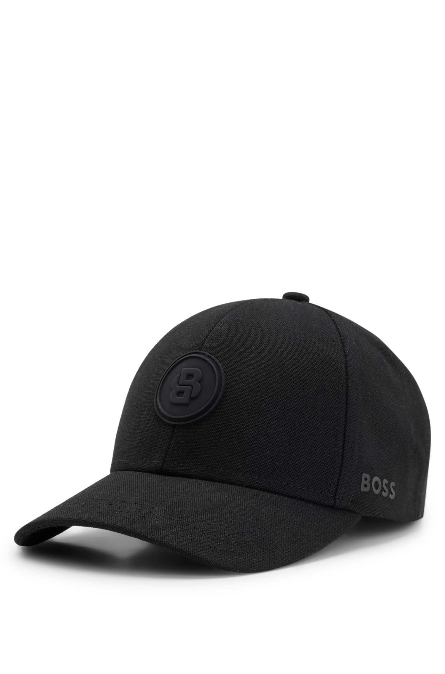BOSS - Mũ lưỡi trai canvas cotton với huy hiệu Double B