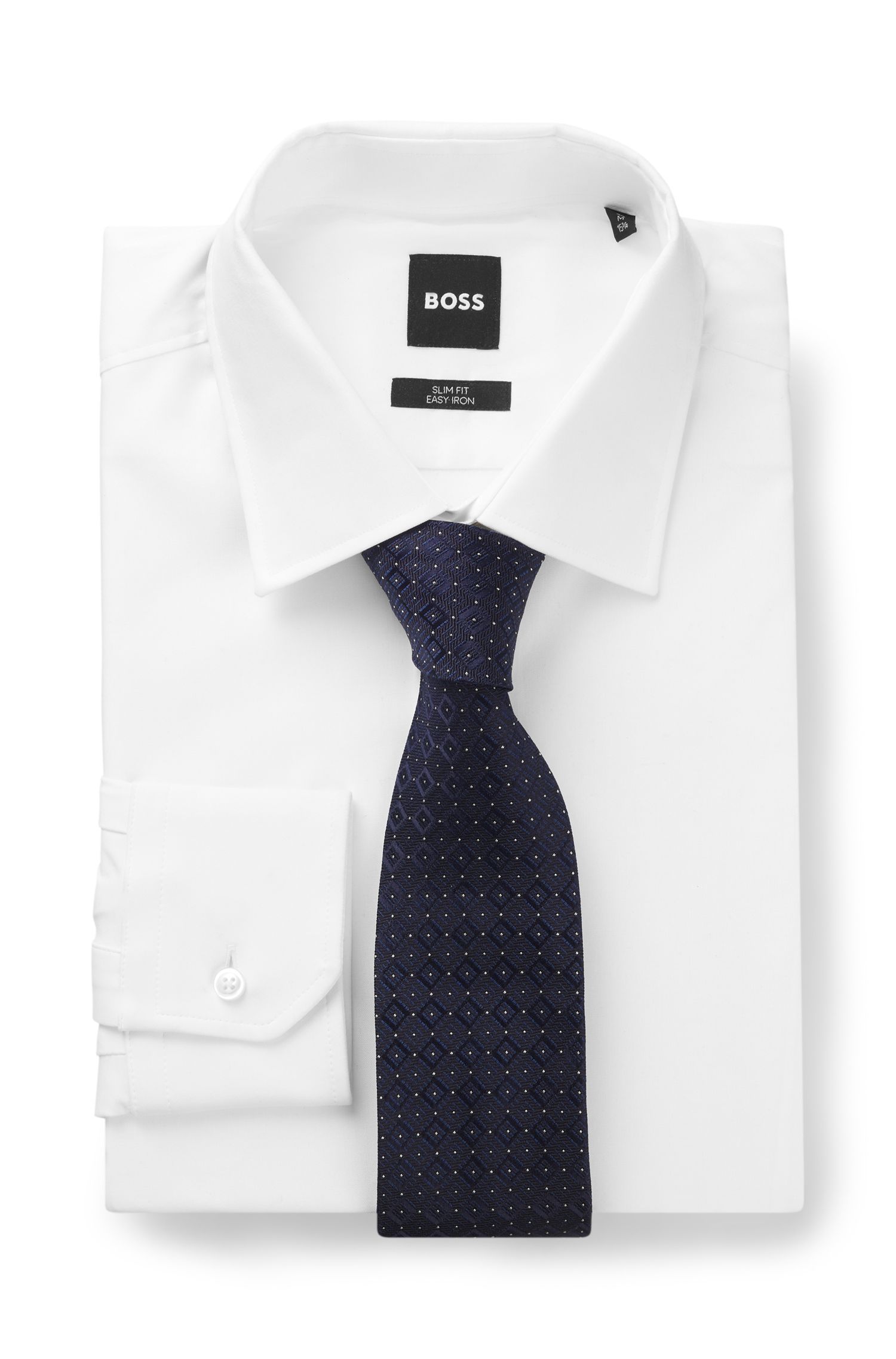 BOSS - Cà vạt họa tiết làm từ lụa sản xuất tại Ý.