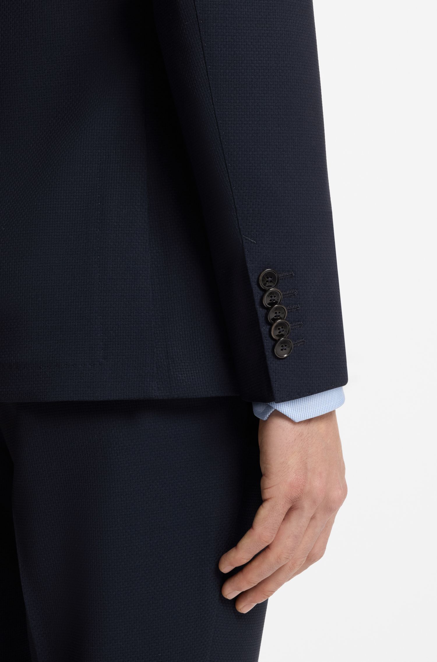 BOSS - Áo vest dáng ôm làm từ len nguyên chất và lụa