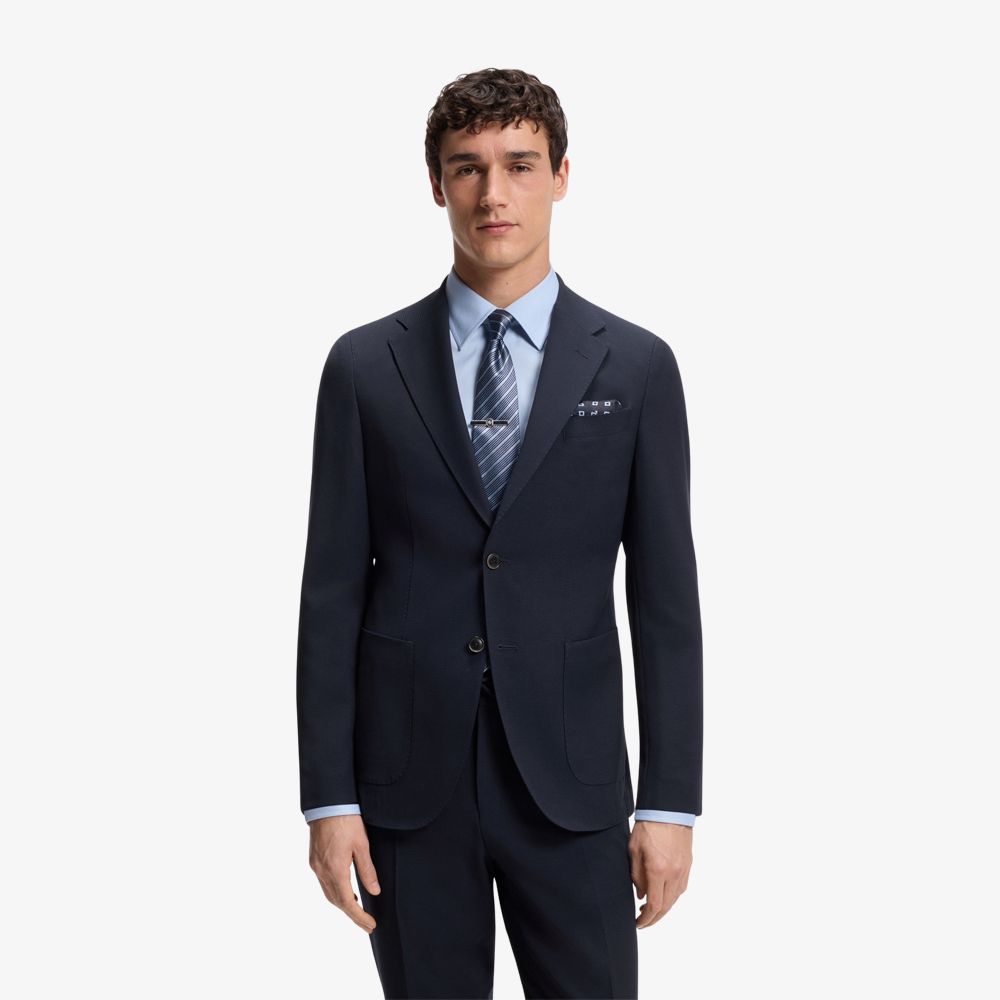 BOSS - Áo vest dáng ôm làm từ len nguyên chất và lụa