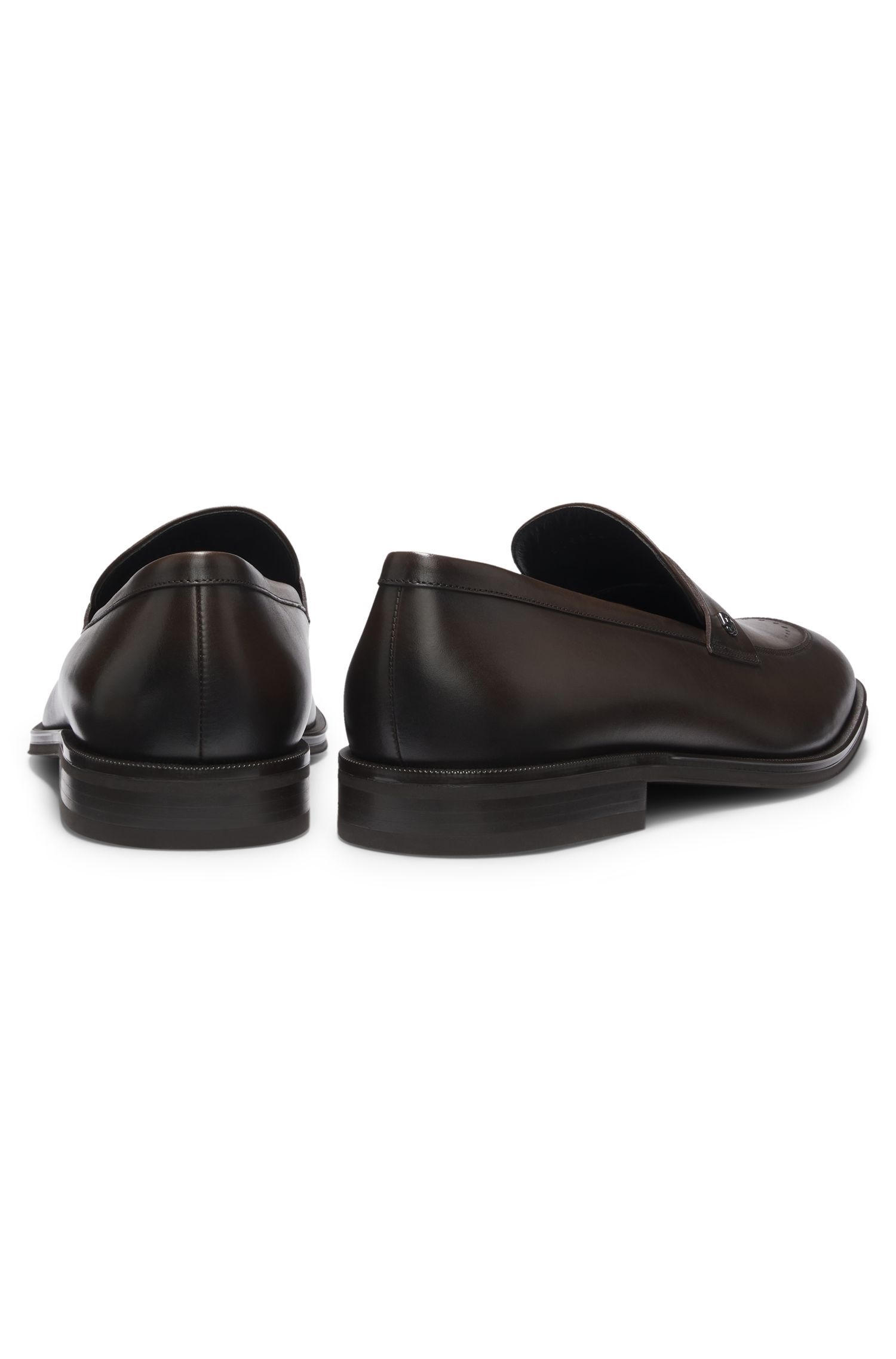 BOSS - Giày lười da với họa tiết monogram Double B