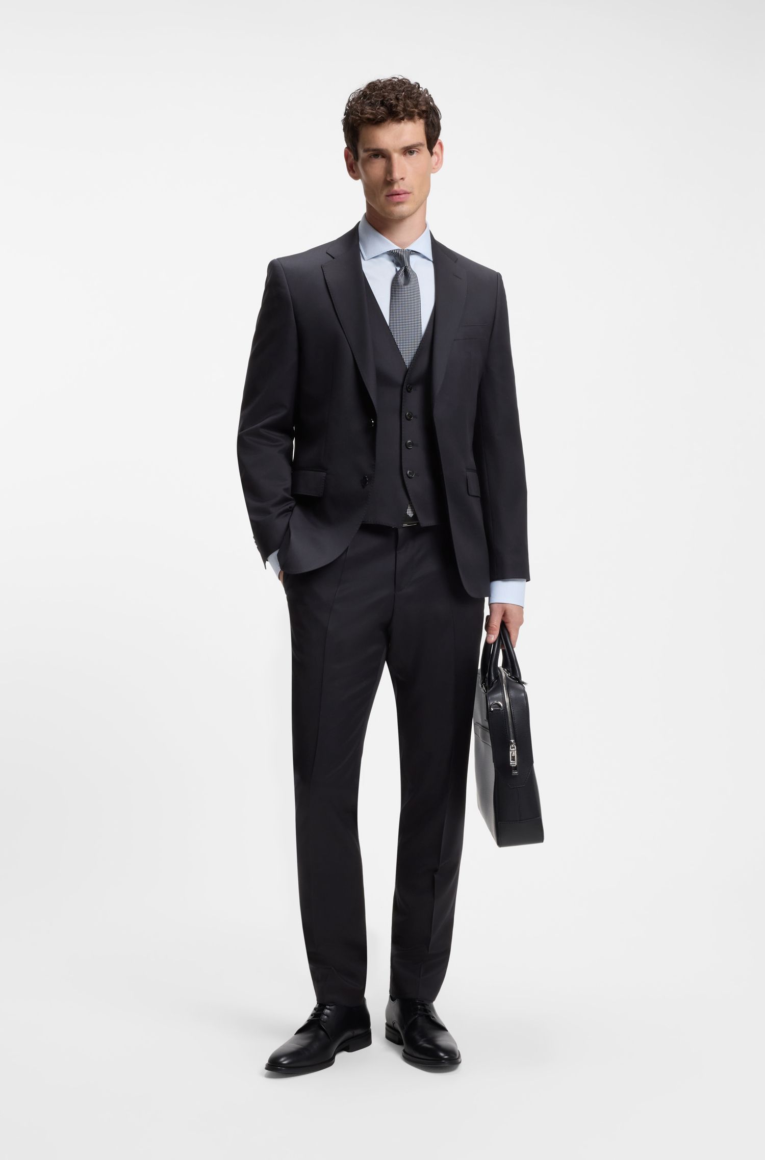 BOSS - Quần dài ôm dáng BOSS ONE làm từ len nguyên chất