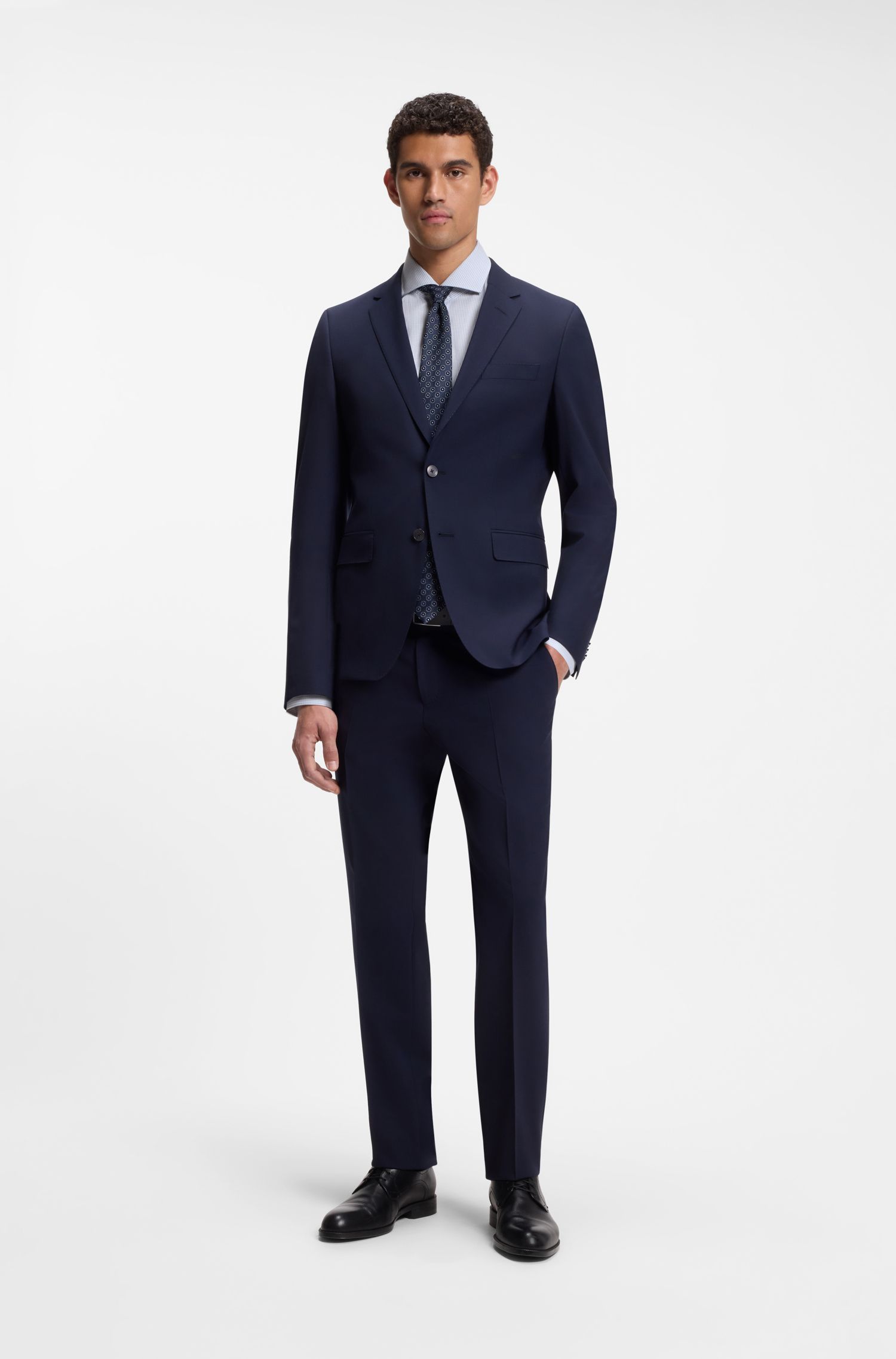 BOSS - Áo sơ mi dáng regular fit chất liệu cotton co giãn có phom dáng chắc chắn