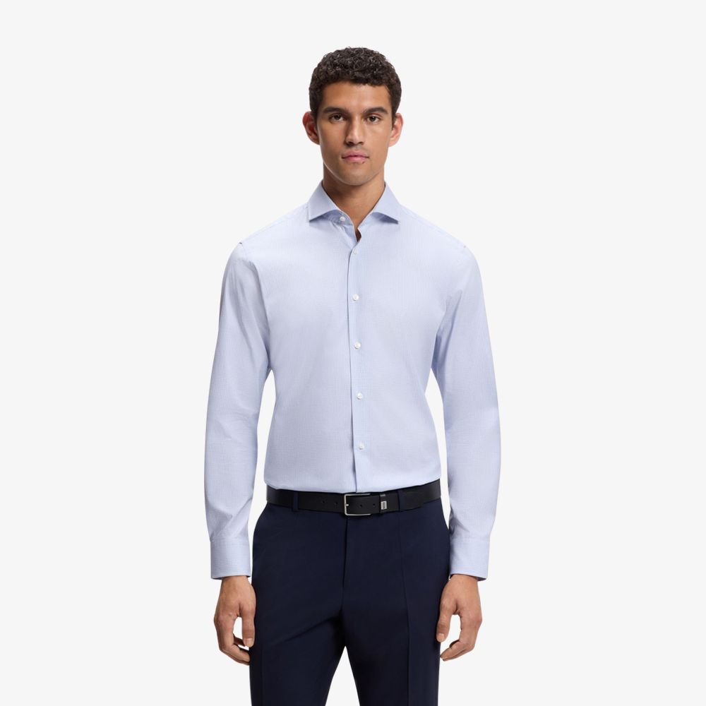 BOSS - Áo sơ mi dáng regular fit chất liệu cotton co giãn có phom dáng chắc chắn