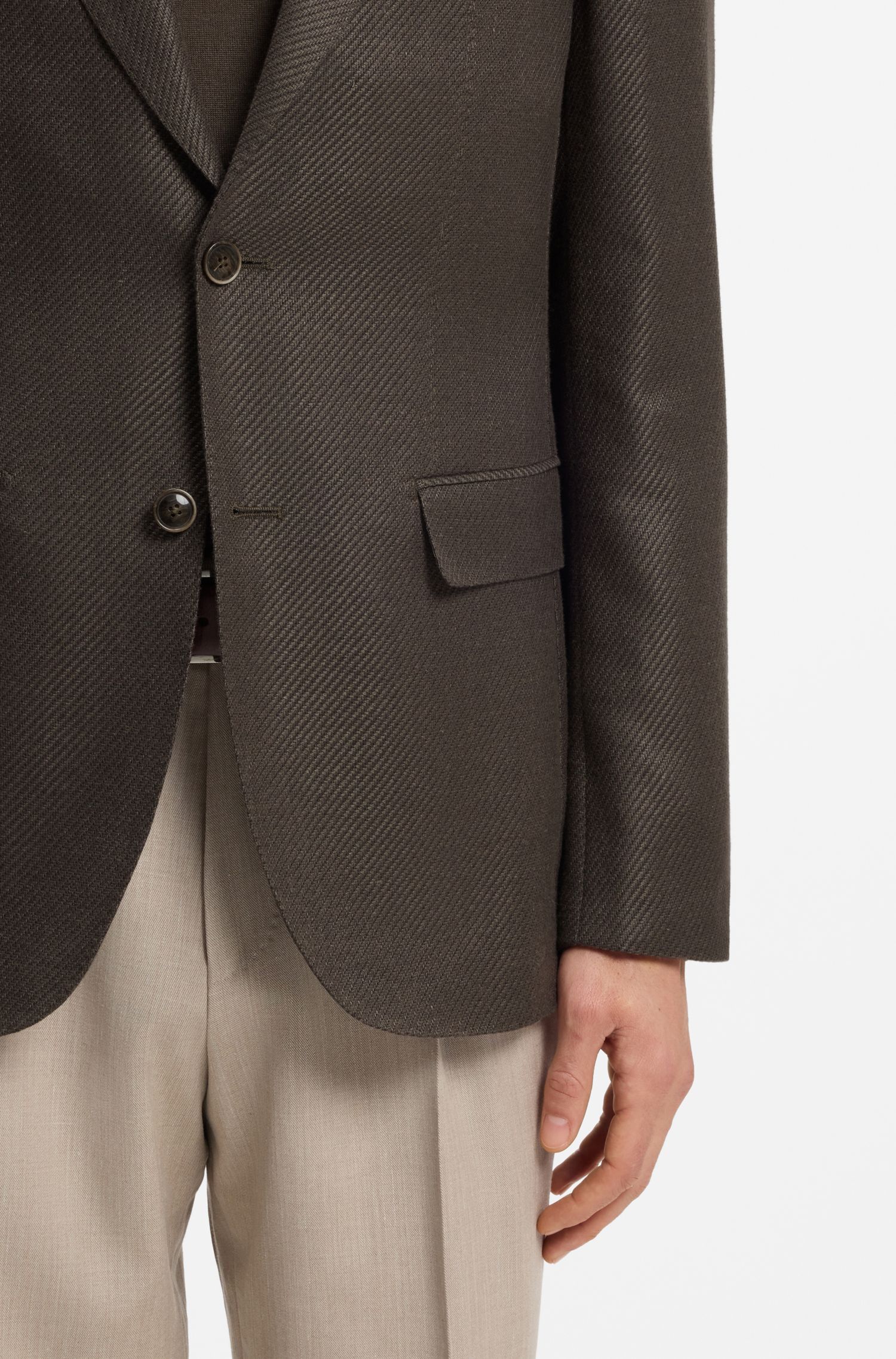 BOSS - Áo khoác dáng regular fit bằng len linen lụa và cashmere