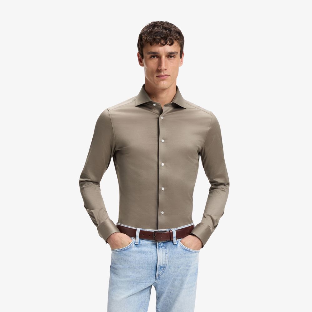 Áo sơ mi cotton jersey dáng slim fit