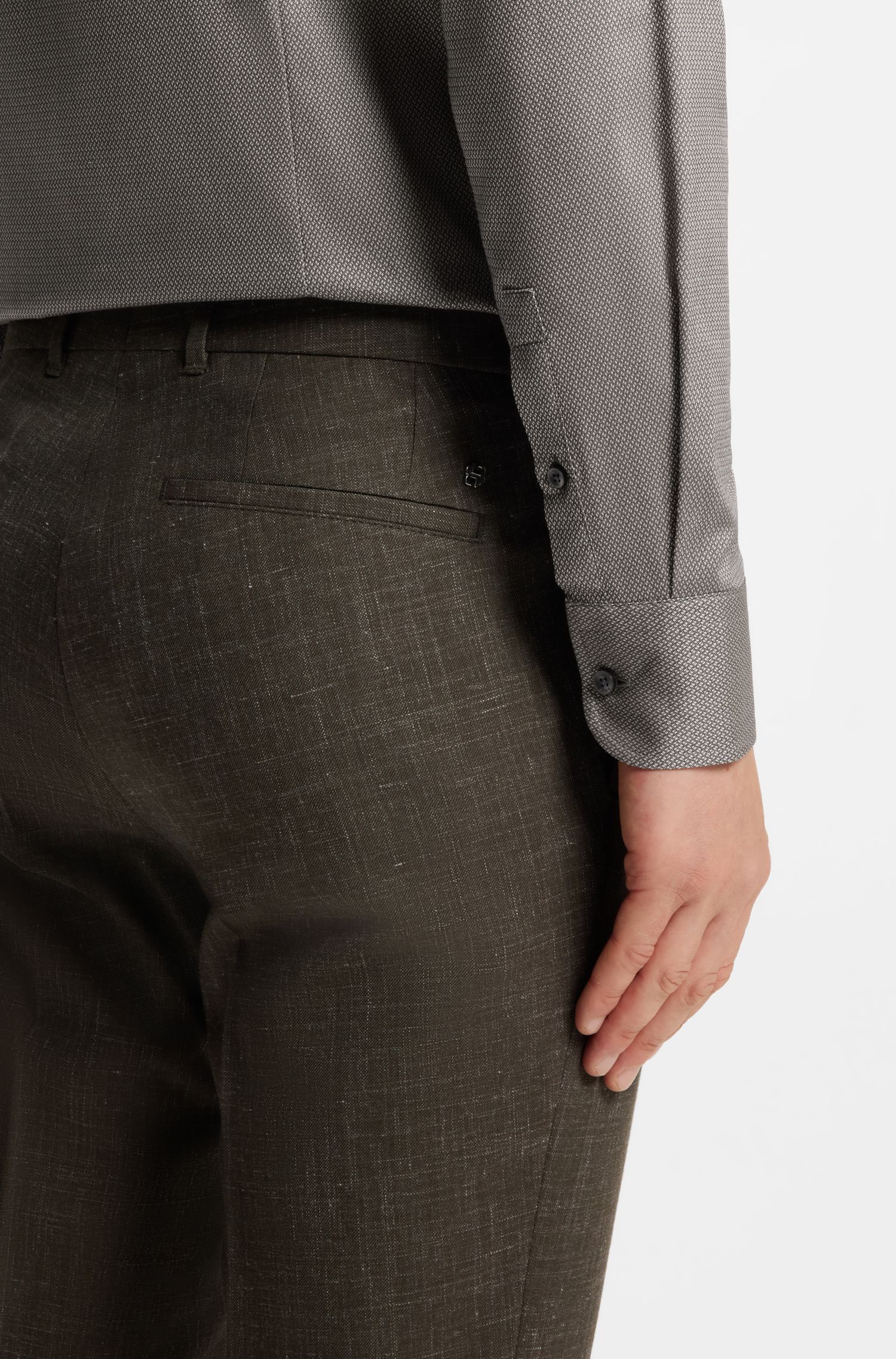 BOSS - Áo sơ mi dáng ôm chất liệu cotton pha có cấu trúc điều chỉnh nhiệt độ cơ thể