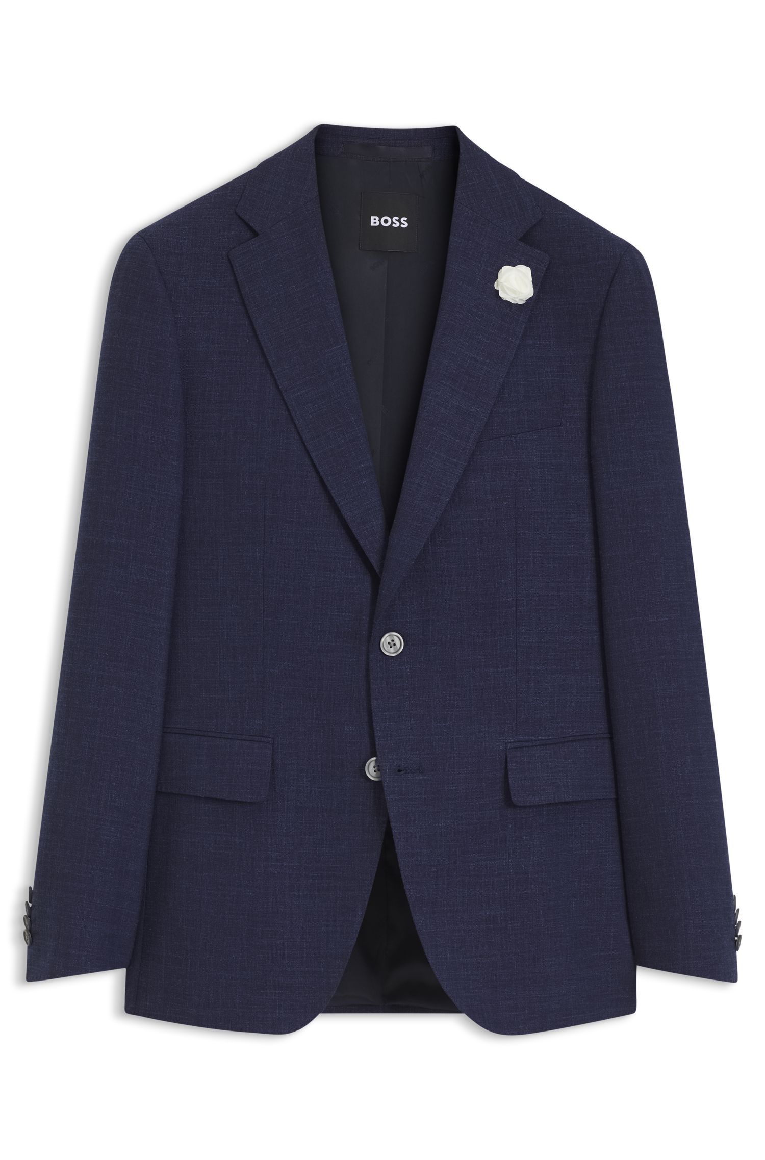BOSS - Áo blazer dáng ôm làm từ vải co giãn pha trộn
