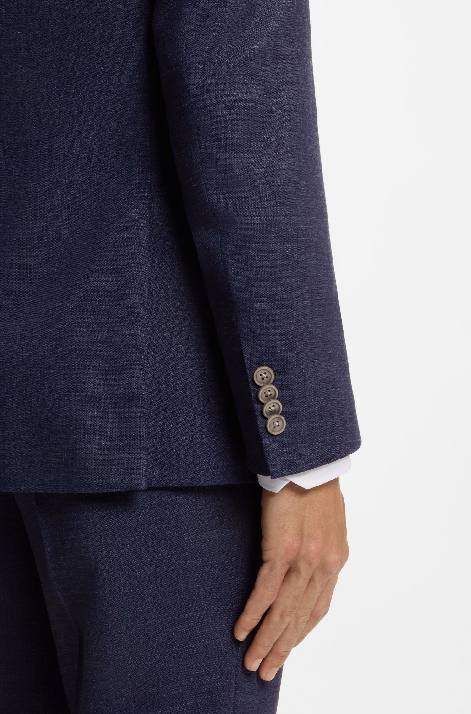 BOSS - Áo blazer dáng ôm làm từ vải co giãn pha trộn