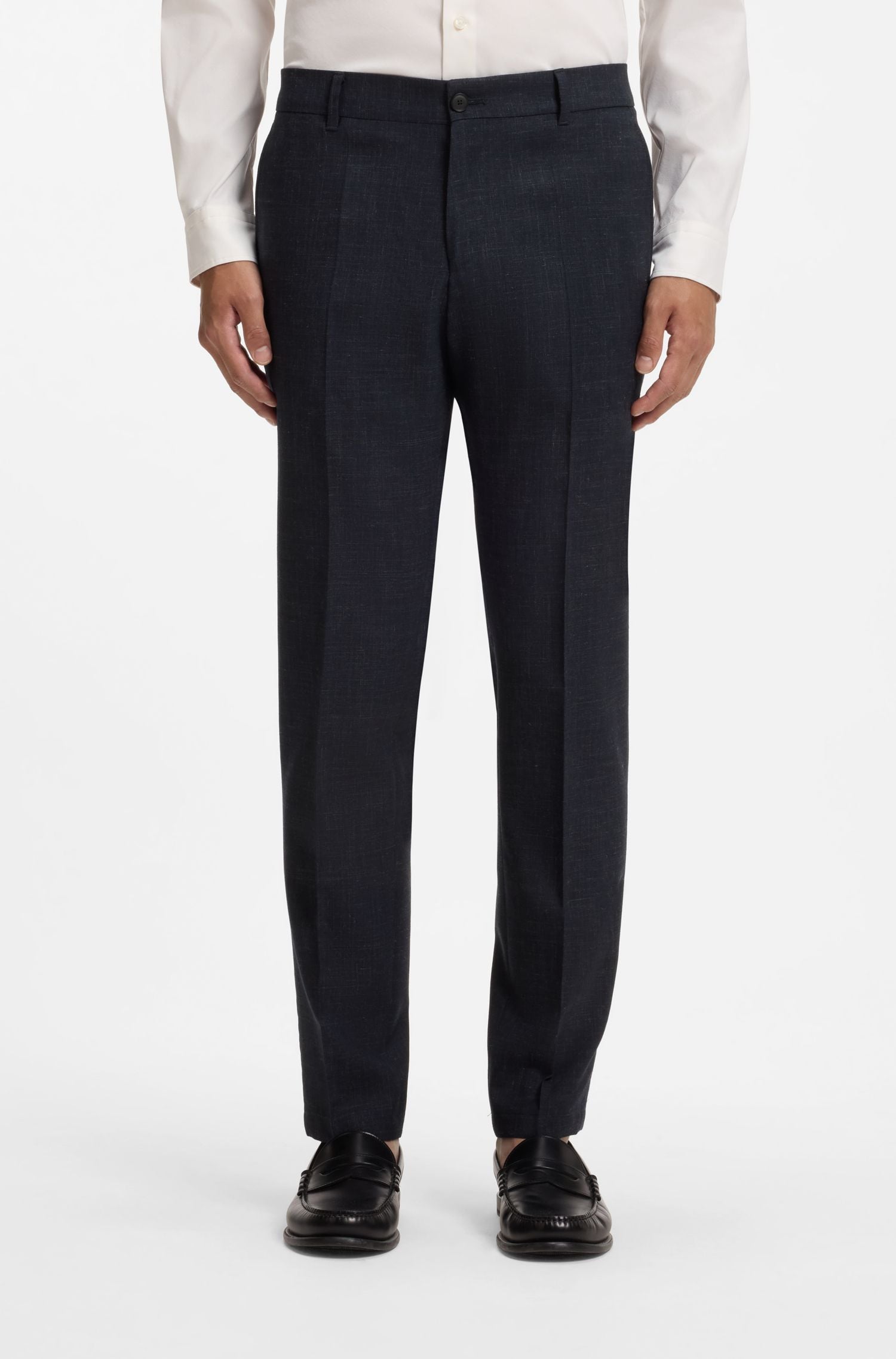 Quần tây slim fit bằng len nguyên chất pha linen