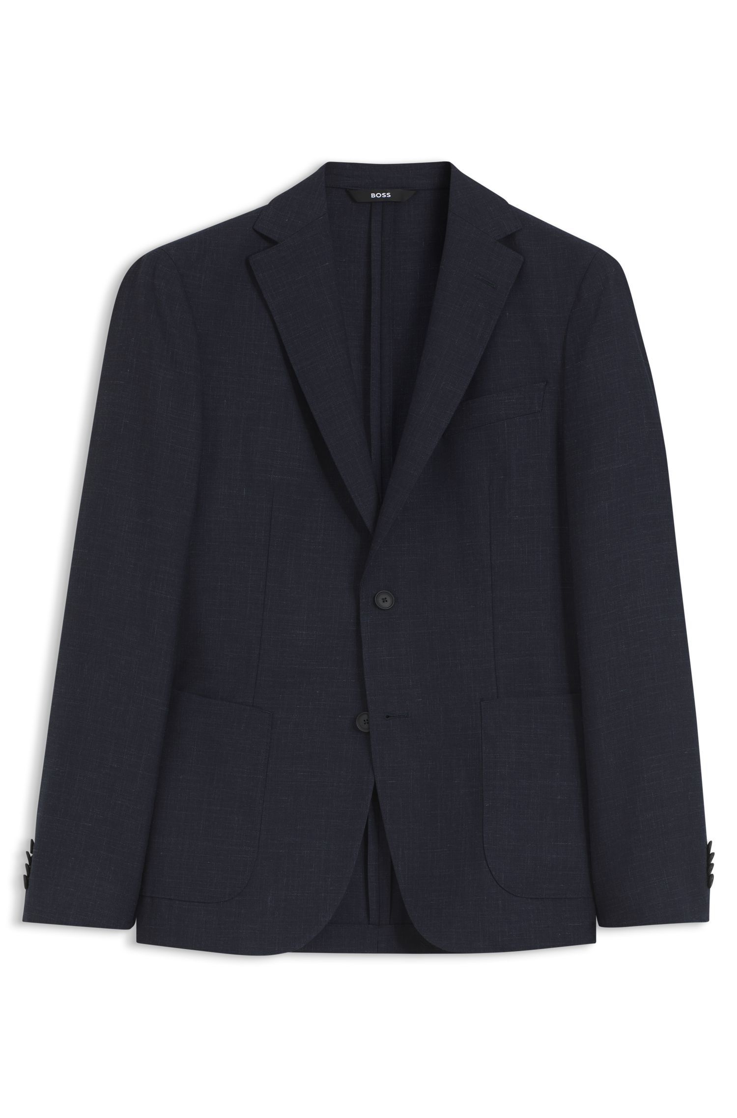 BOSS - Áo blazer slim fit bằng len nguyên chất pha linen