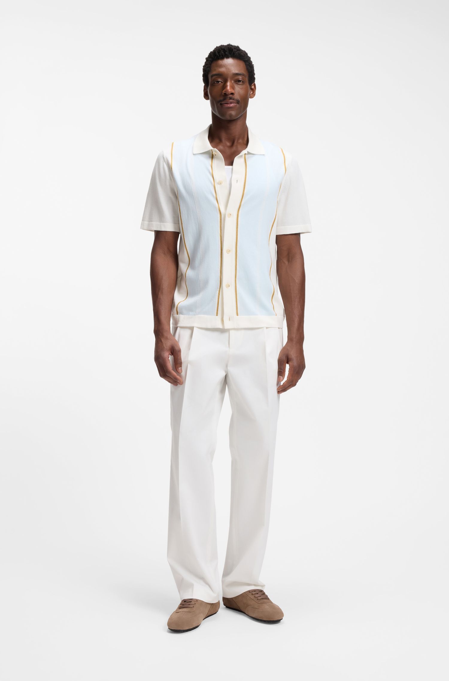 BOSS - Quần dài dáng rộng thoải mái làm từ chất liệu cotton co giãn.