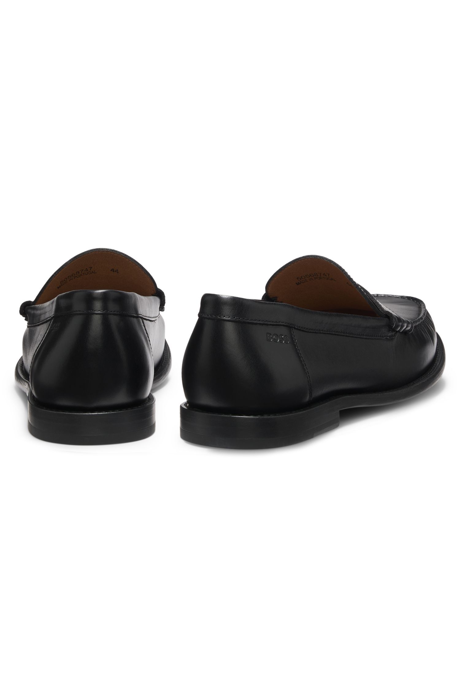 BOSS - Giày moccasin da với viền trang trí hình đồng xu