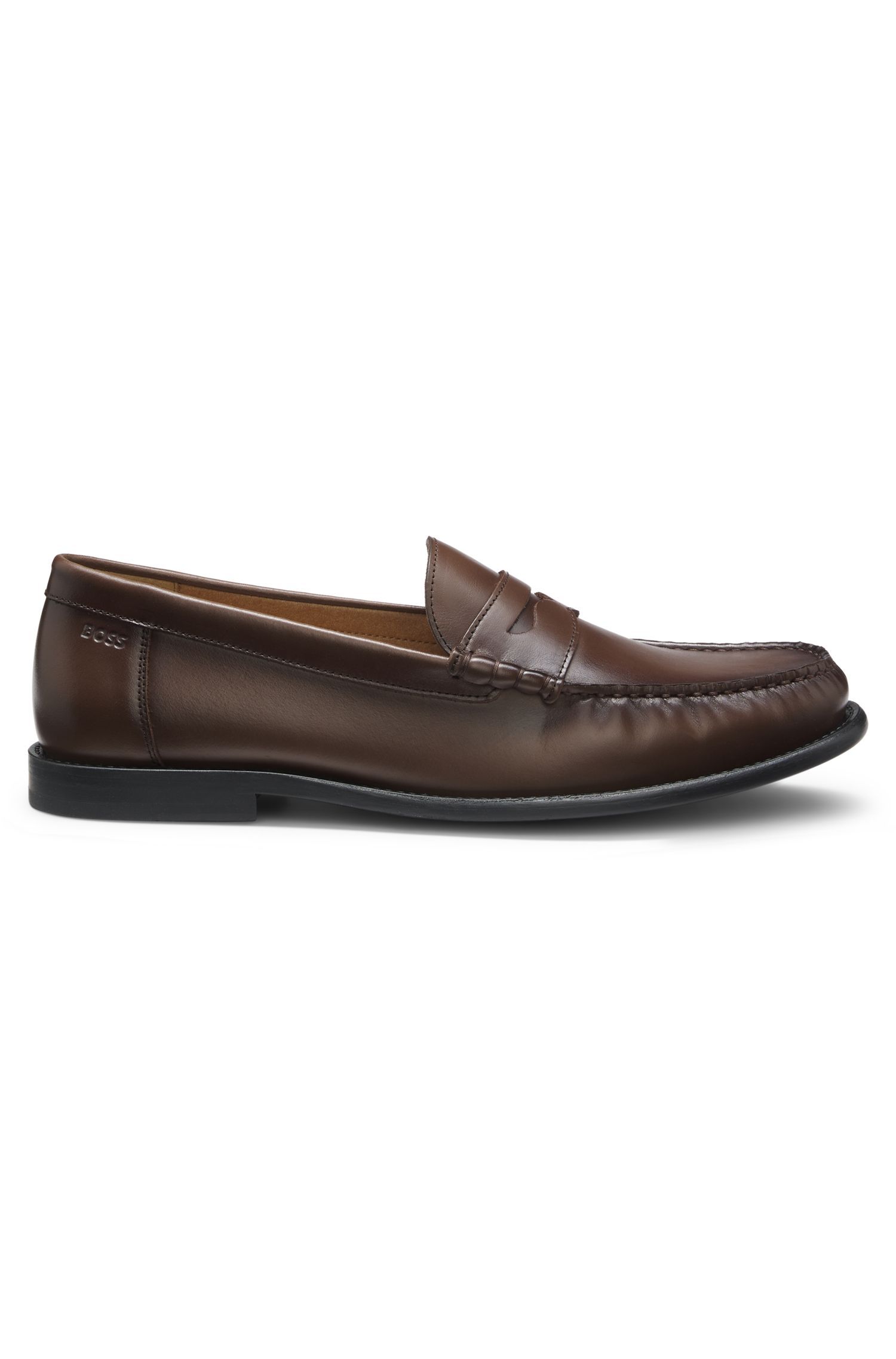 BOSS - Giày moccasin da với viền trang trí hình đồng xu