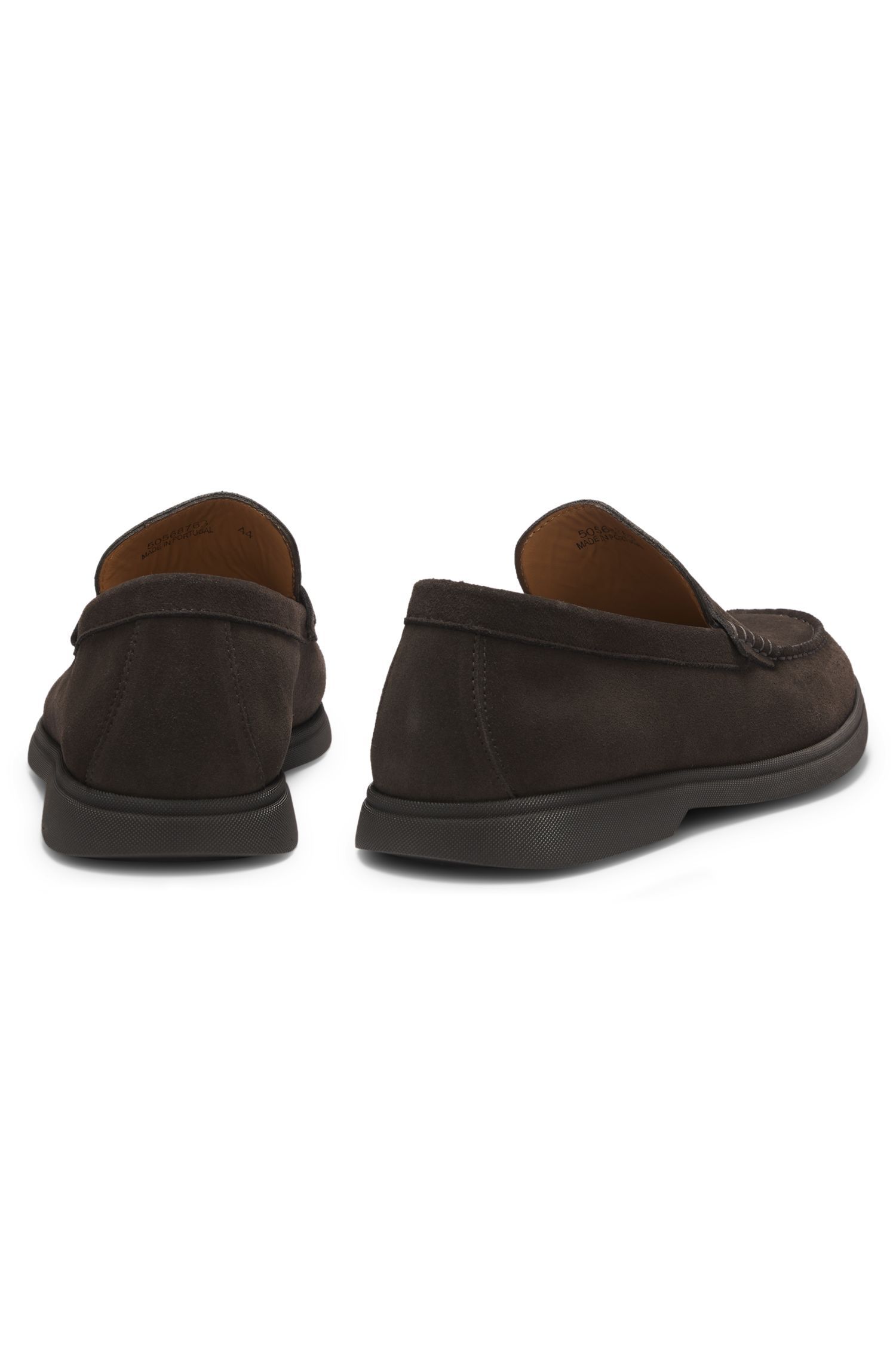 BOSS - Giày loafer da lộn với đai penny logo