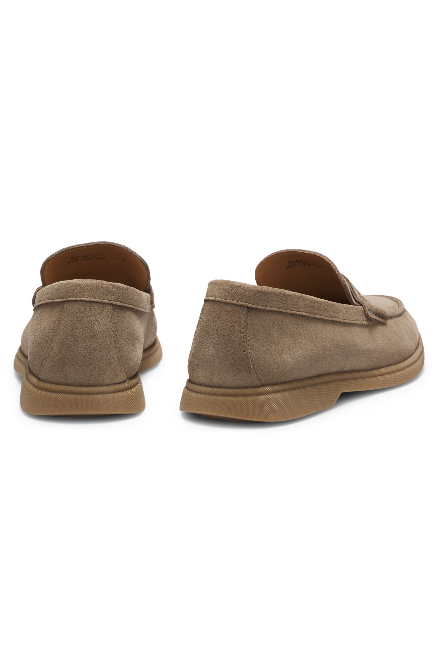 BOSS - Giày loafer da lộn với đai penny logo