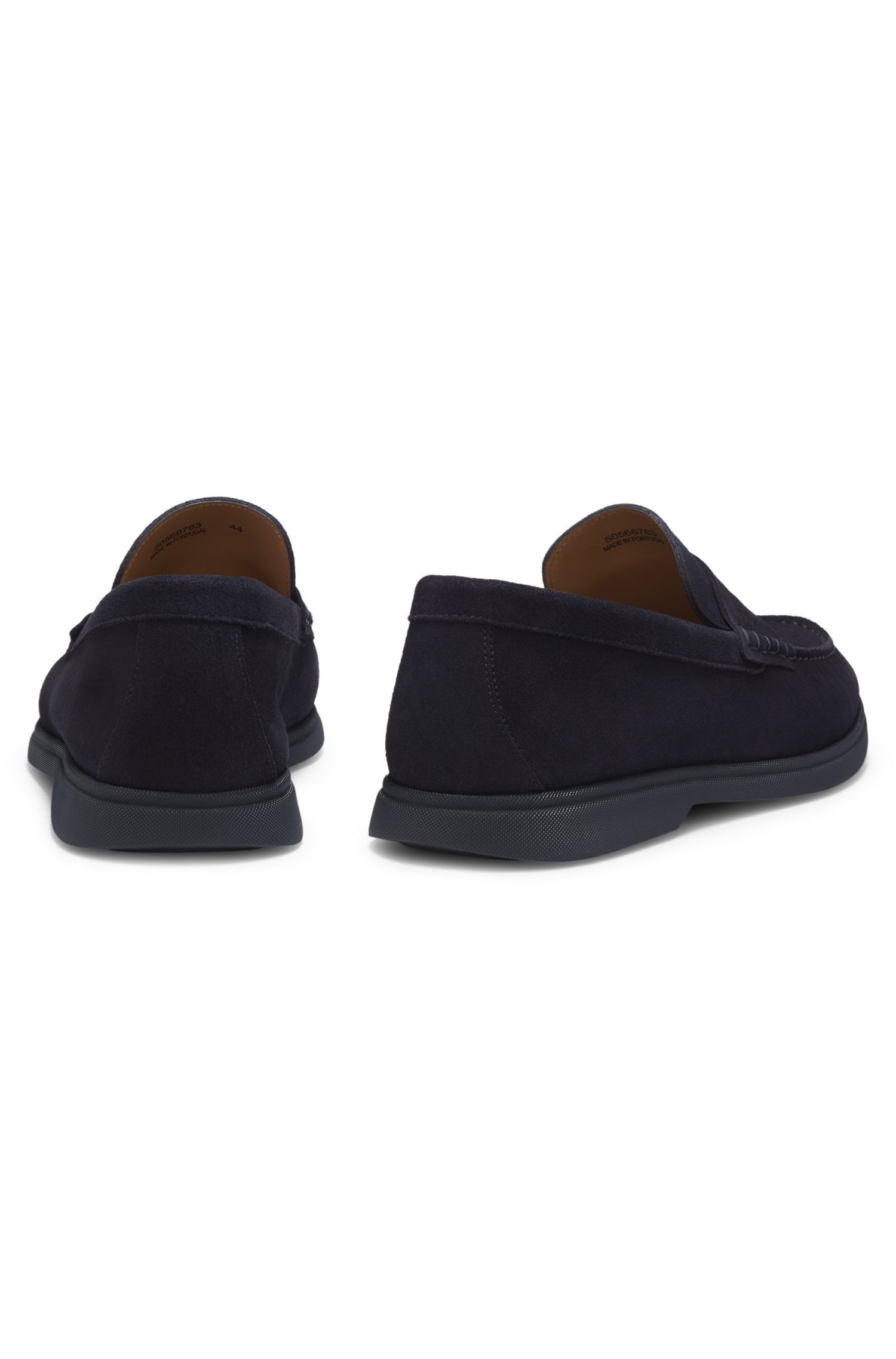 BOSS - Giày loafer da lộn với đai penny logo