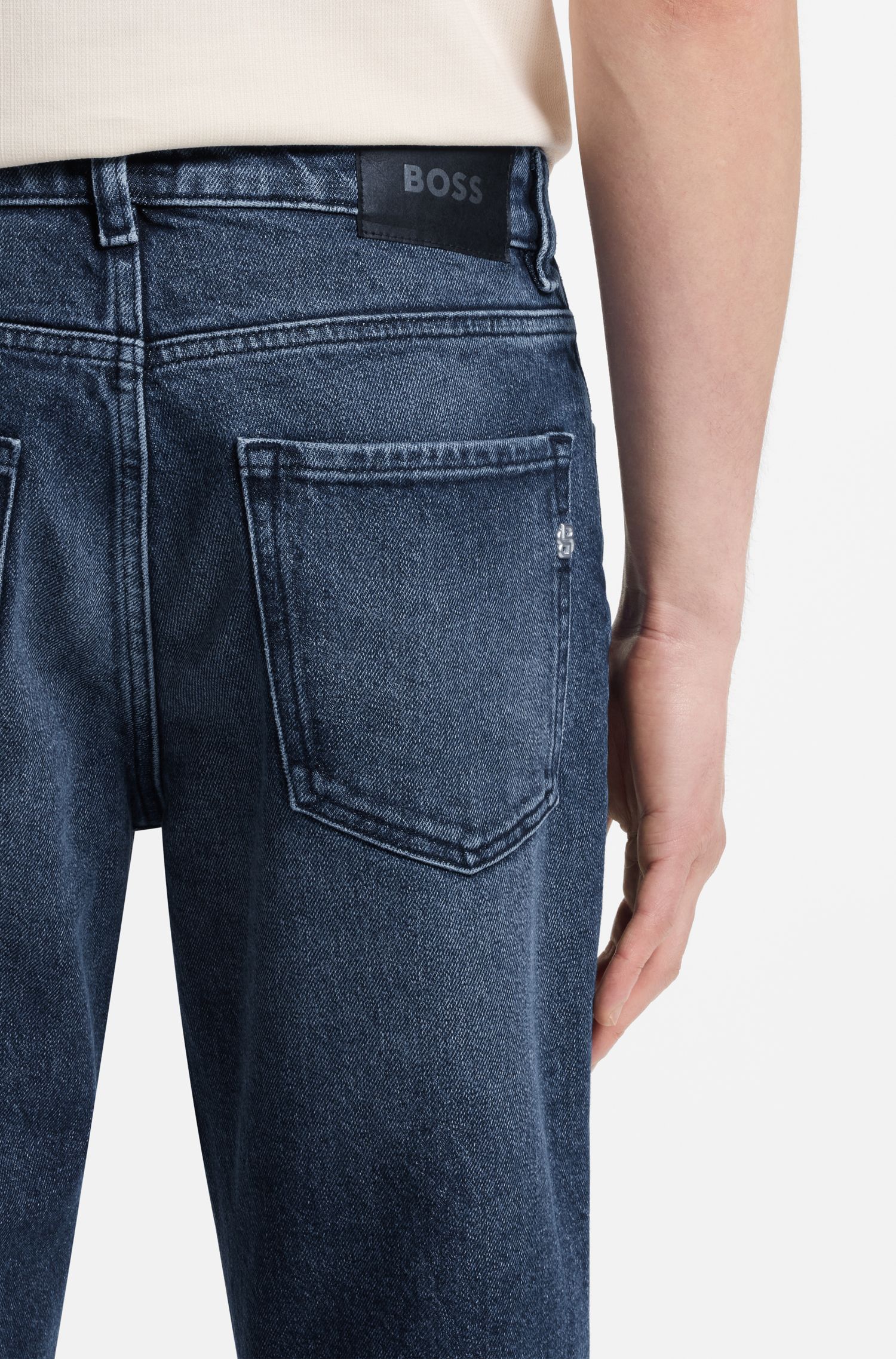 BOSS - Quần jeans dáng regular fit hiệu Maine chất liệu denim màu chàm