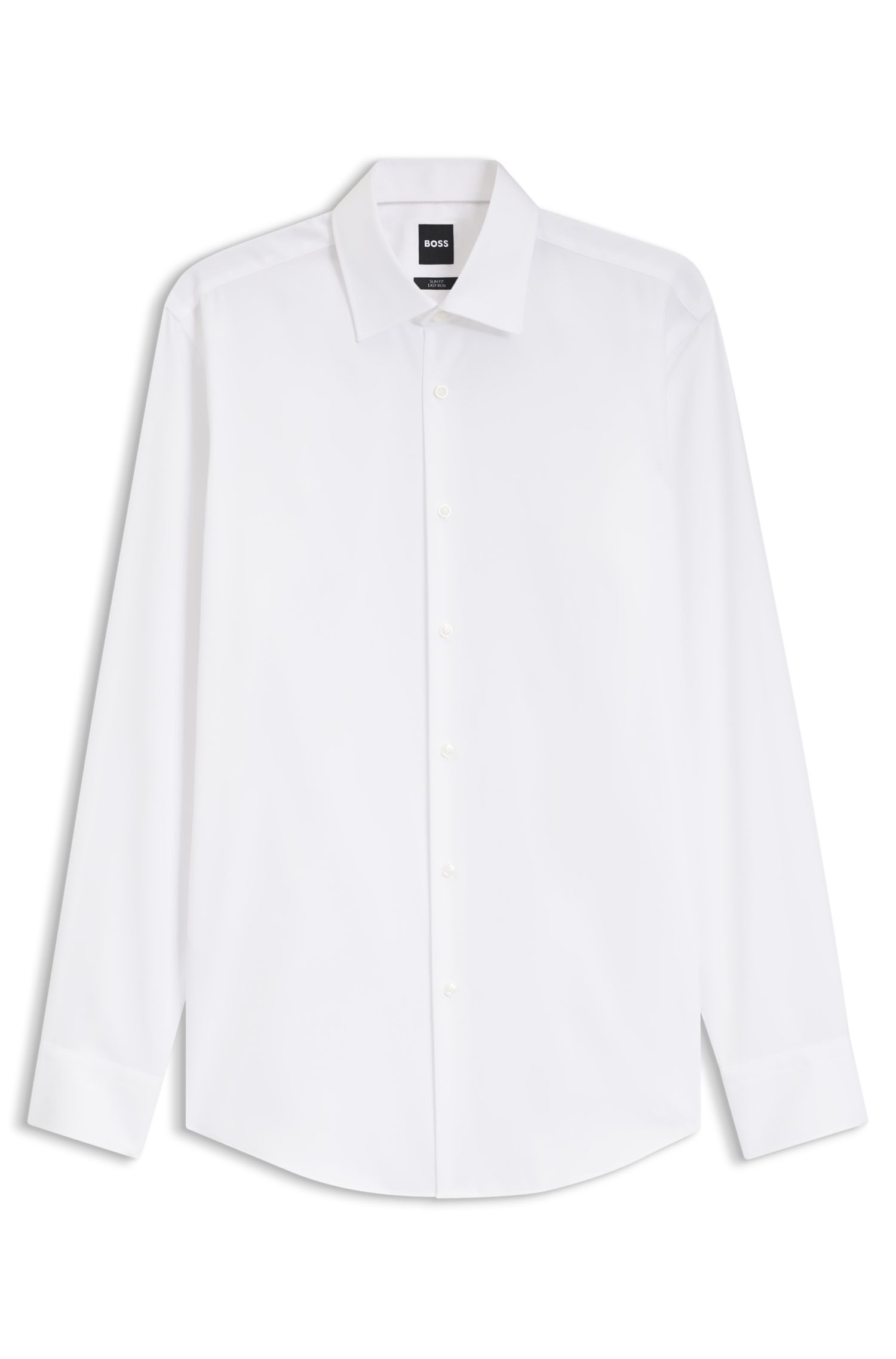 BOSS - Áo sơ mi dáng ôm vải cotton chéo dễ ủi