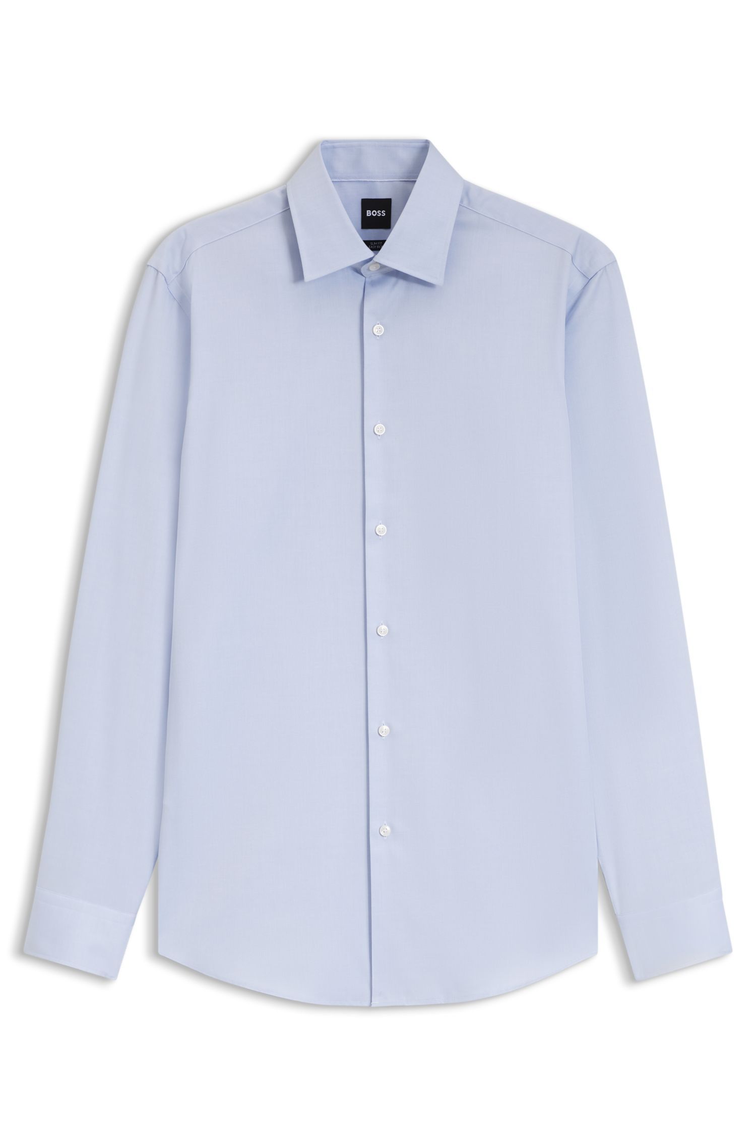 BOSS - Áo sơ mi dáng ôm vải cotton chéo dễ ủi