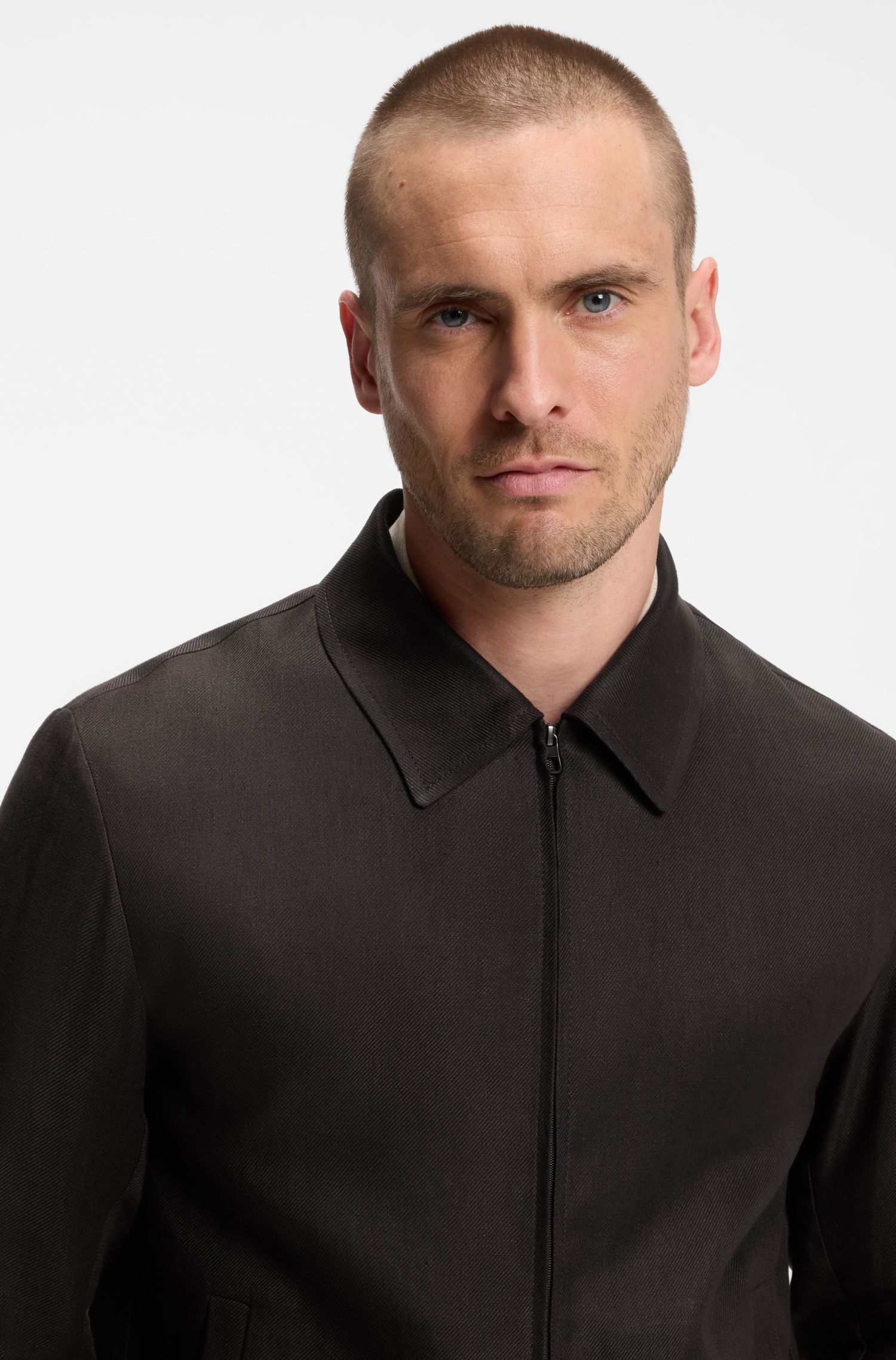 BOSS - Áo khoác linen BOSS BY BECKHAM relaxed fit