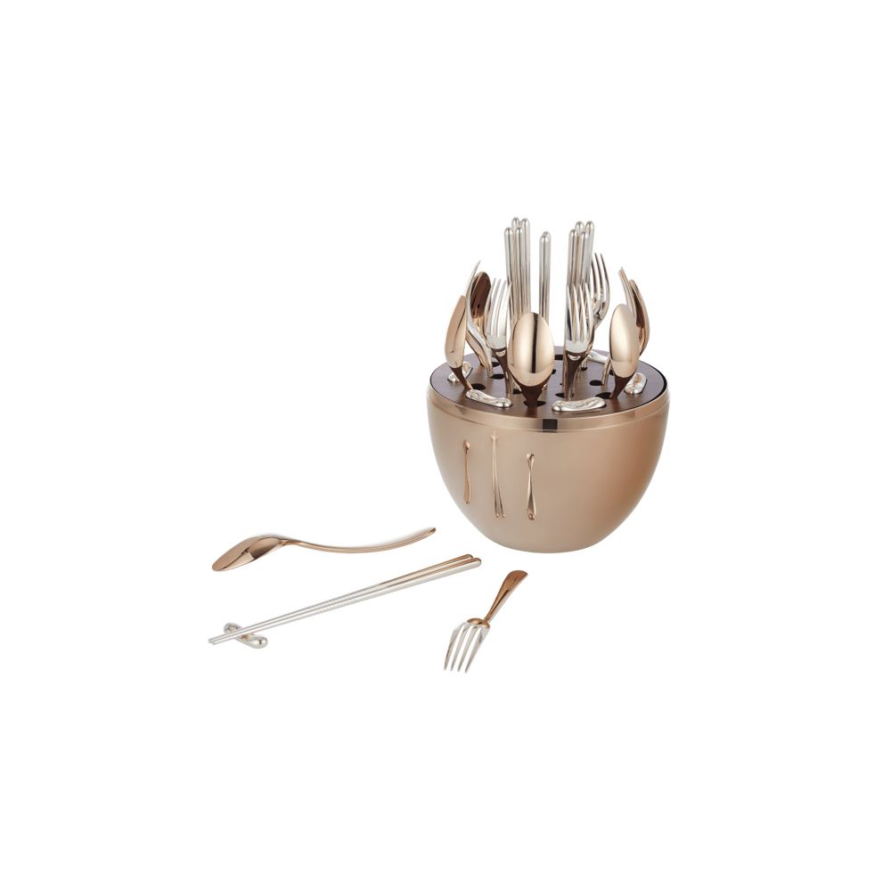 Christofle - Bộ dao dĩa mạ vàng hồng 24 món dành cho 6 người