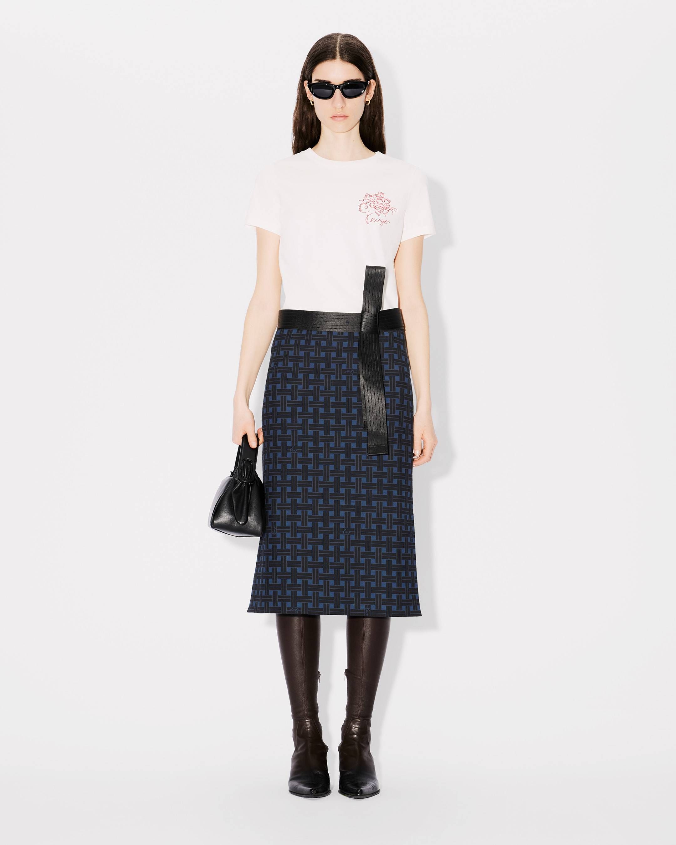 Kenzo - Chân váy midi kẻ caro KENZO Weave dáng suông