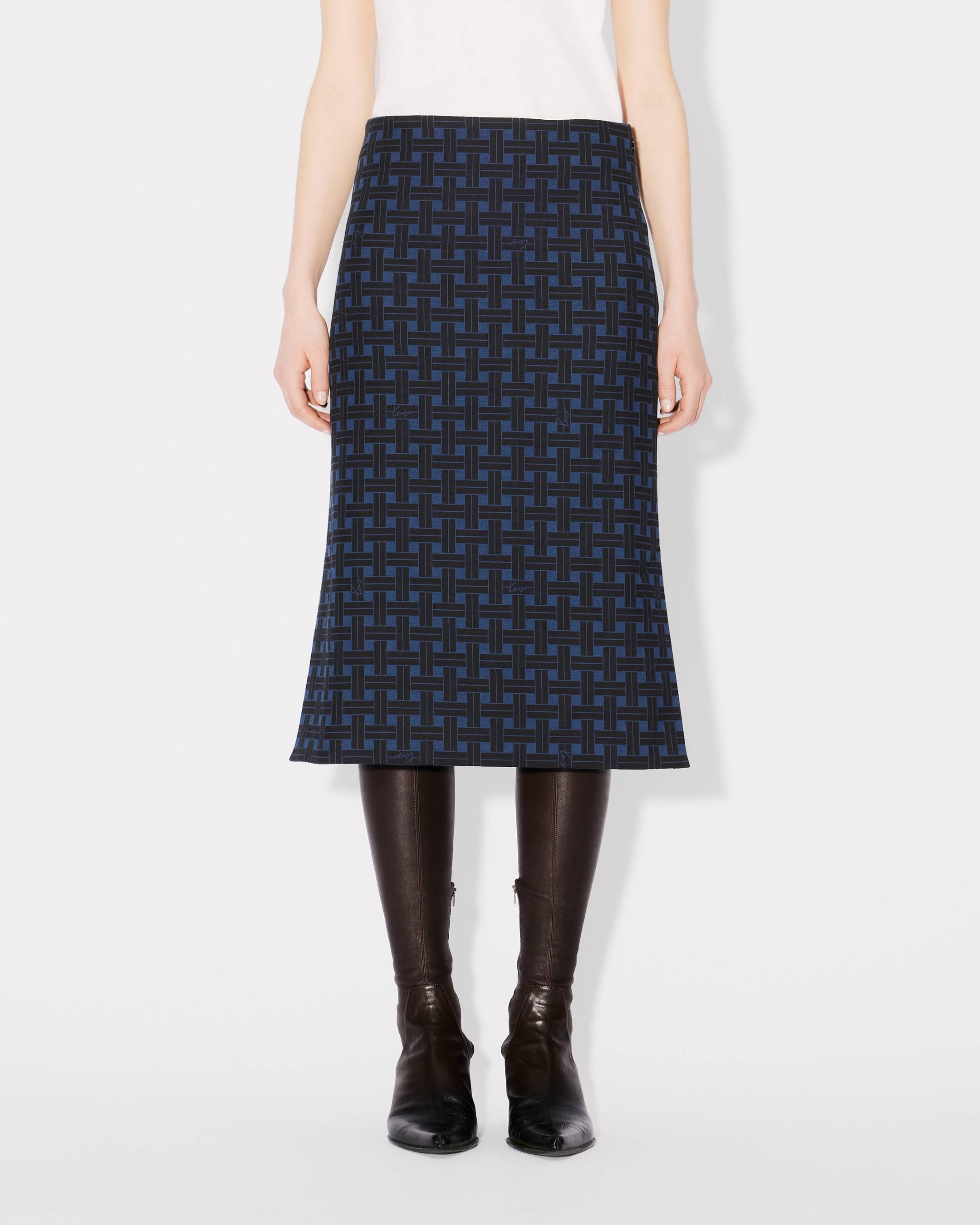 Kenzo - Chân váy midi kẻ caro KENZO Weave dáng suông