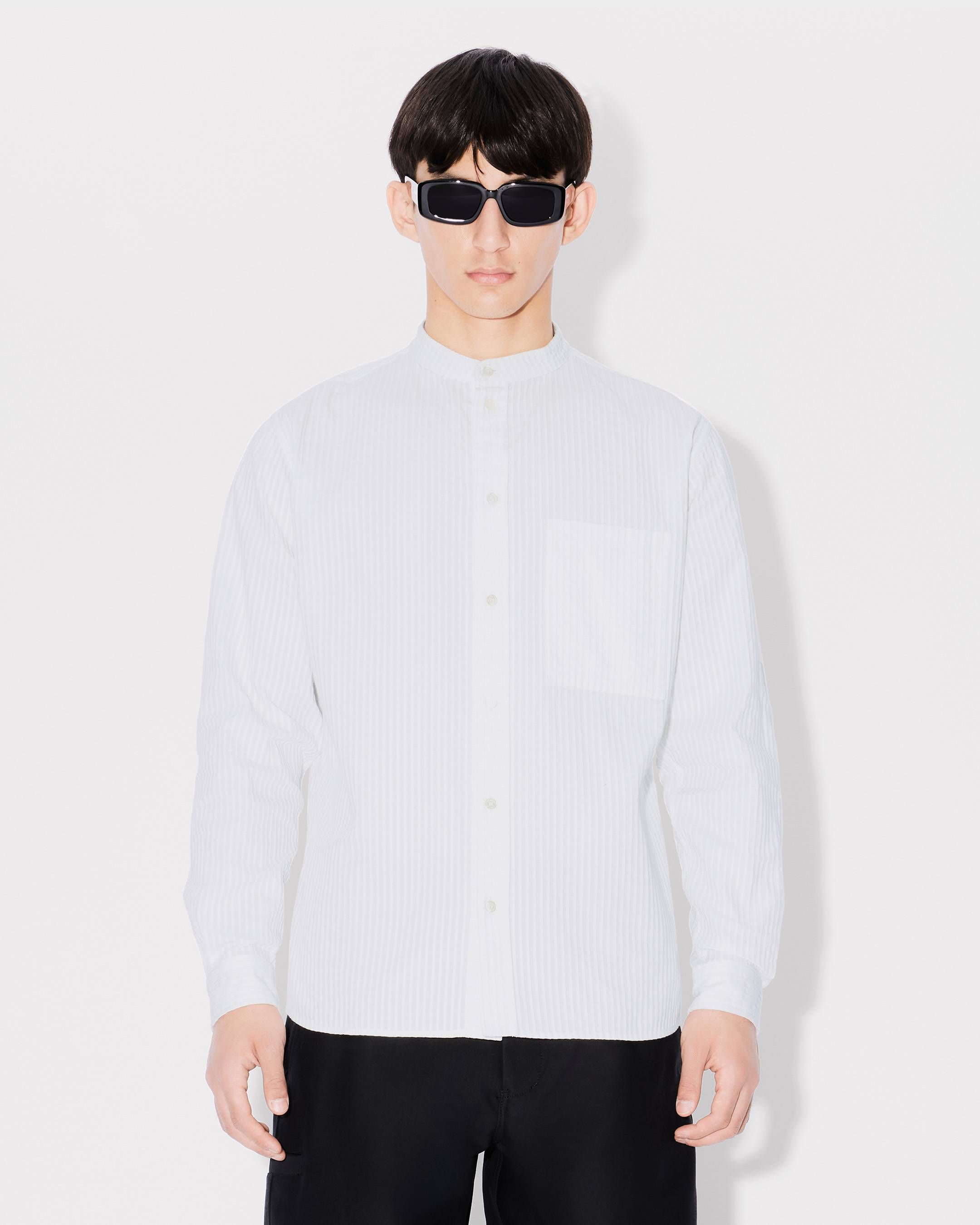 Kenzo - Áo sơ mi cổ trụ sọc gân