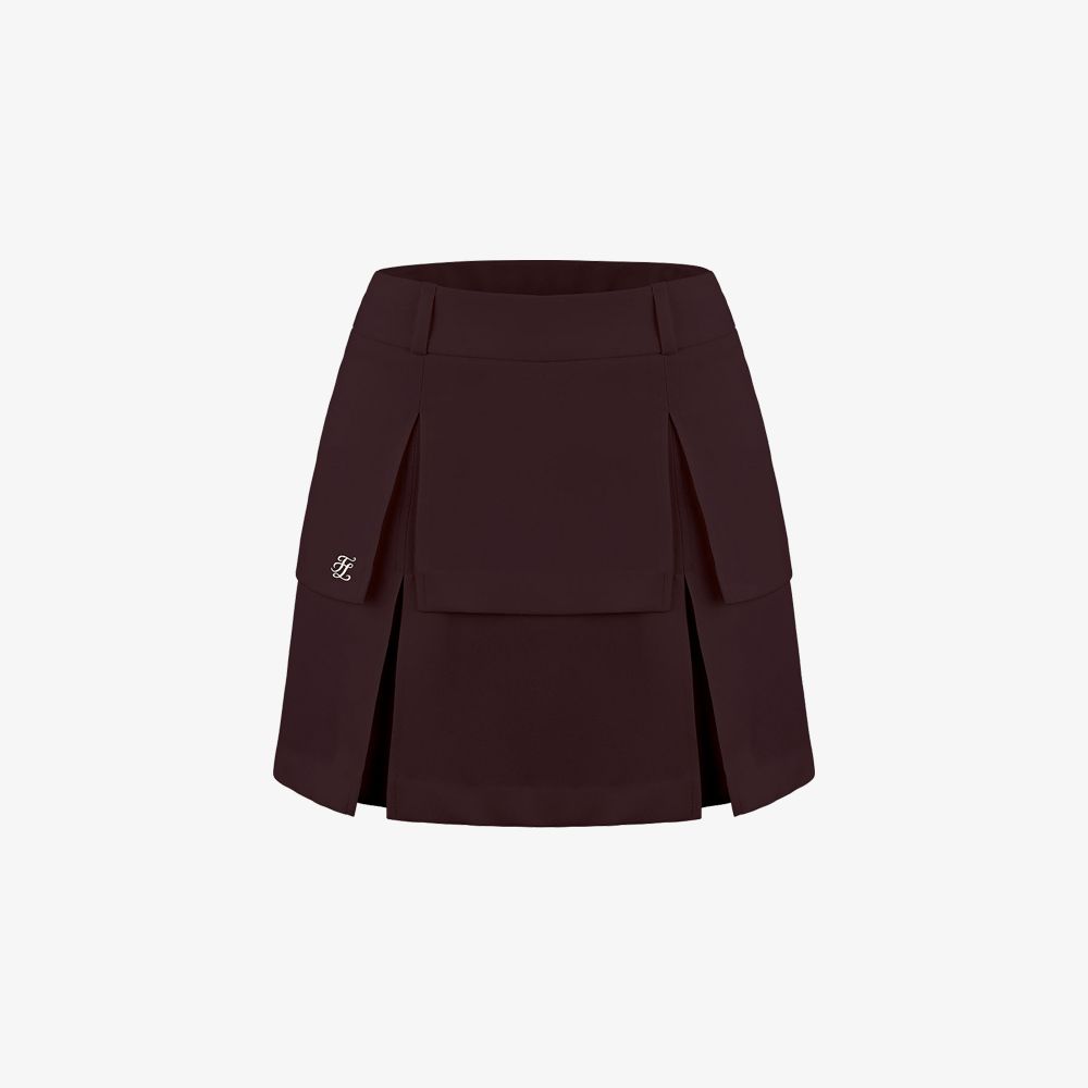 FairLiar - Chân váy High-Waist Layer - Đỏ