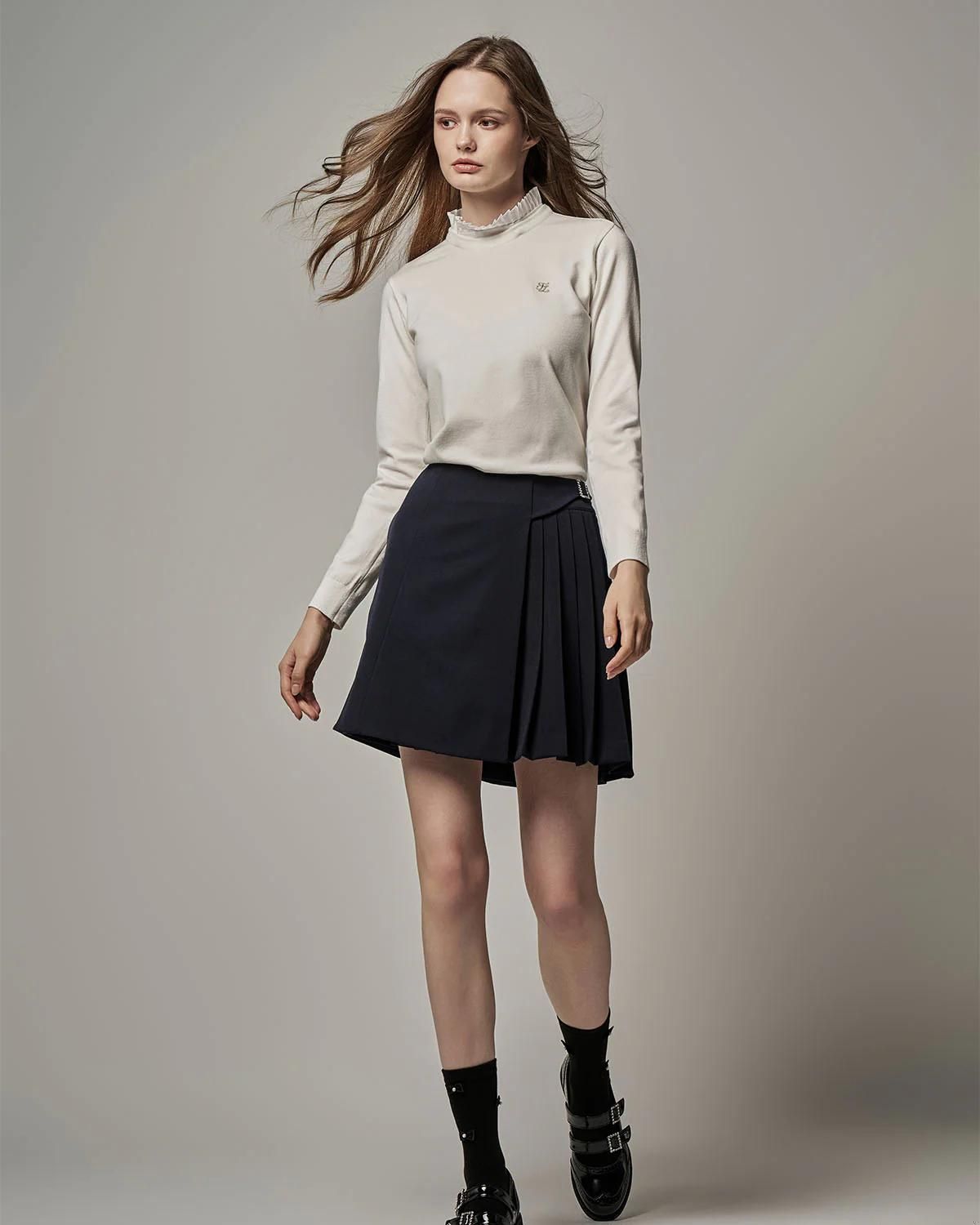 Chân váy Half-Pleated - Xanh navy