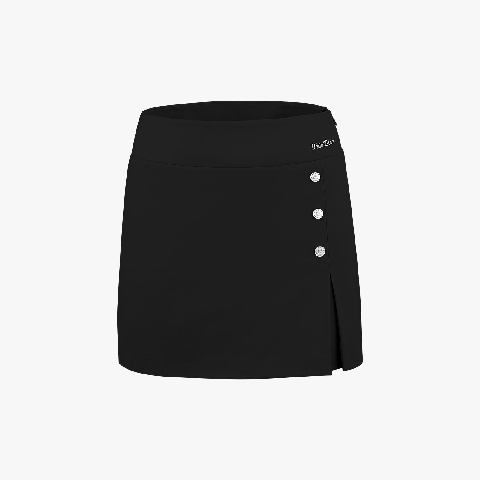 FairLiar - Chân váy Button Slit - Đen