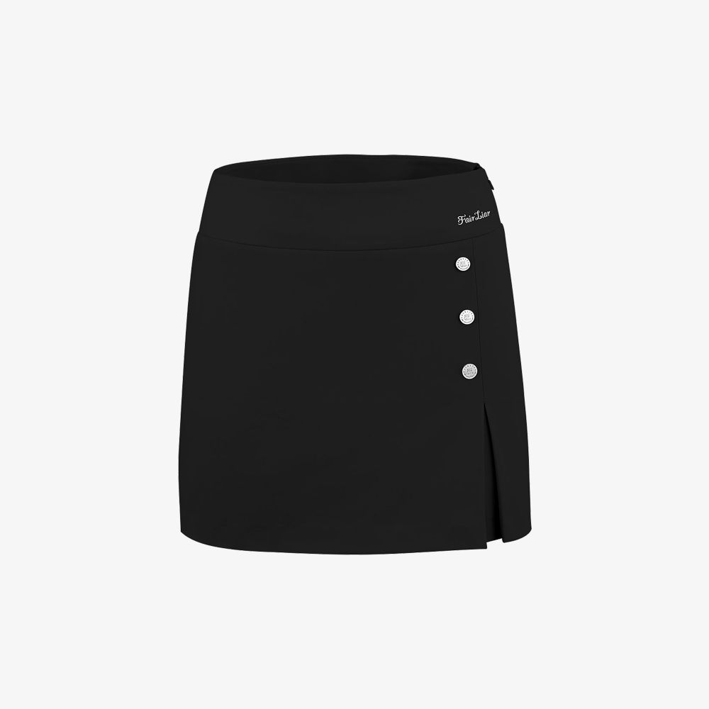 FairLiar - Chân váy Button Slit - Đen