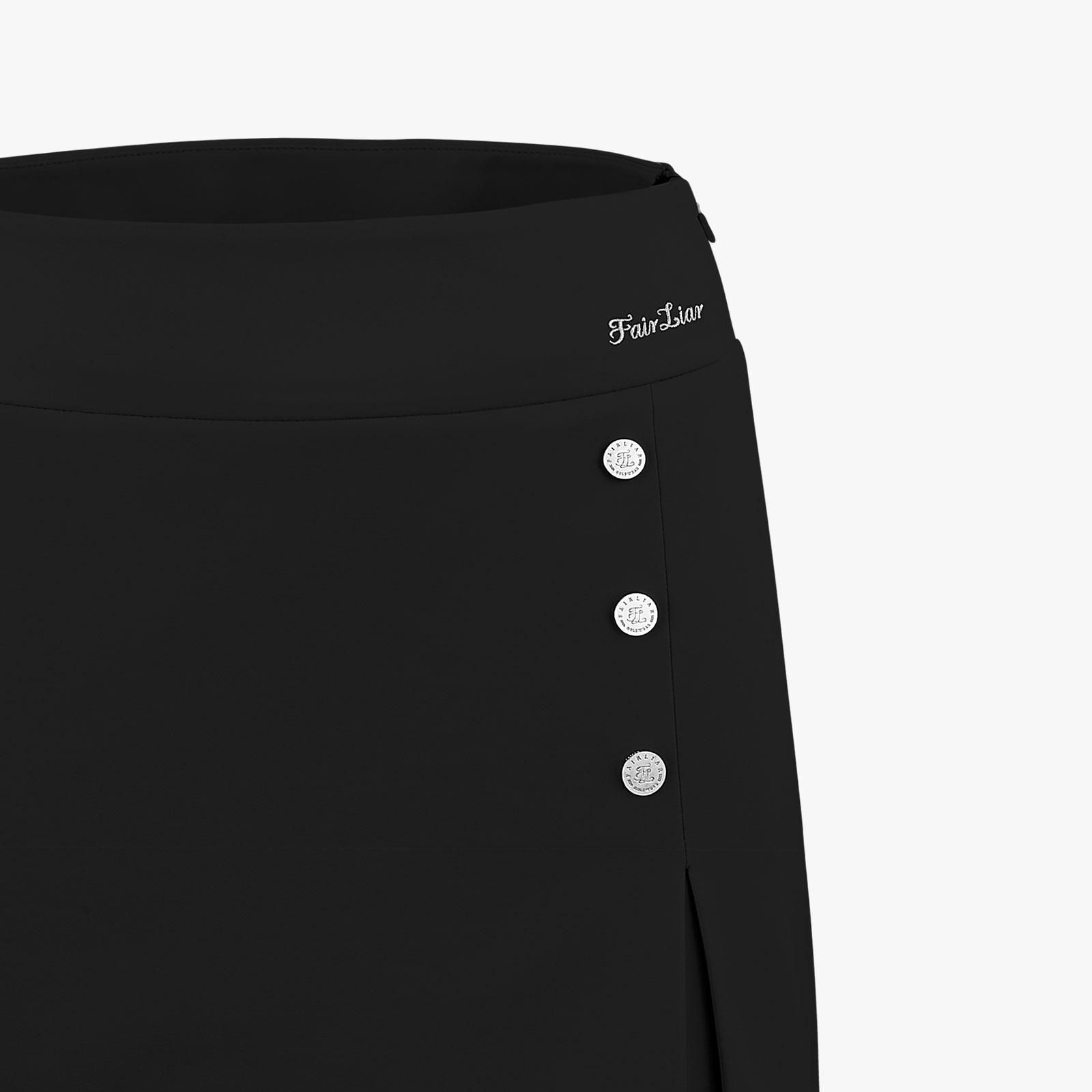 FairLiar - Chân váy Button Slit - Đen
