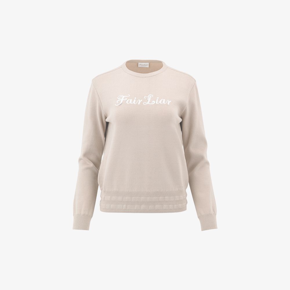FairLiar - Áo len Round Neck Logo Pullover - Be