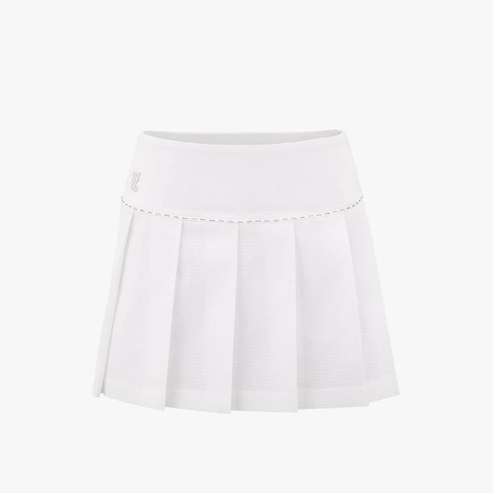 Chân Váy Seersucker Pleats - Trắng