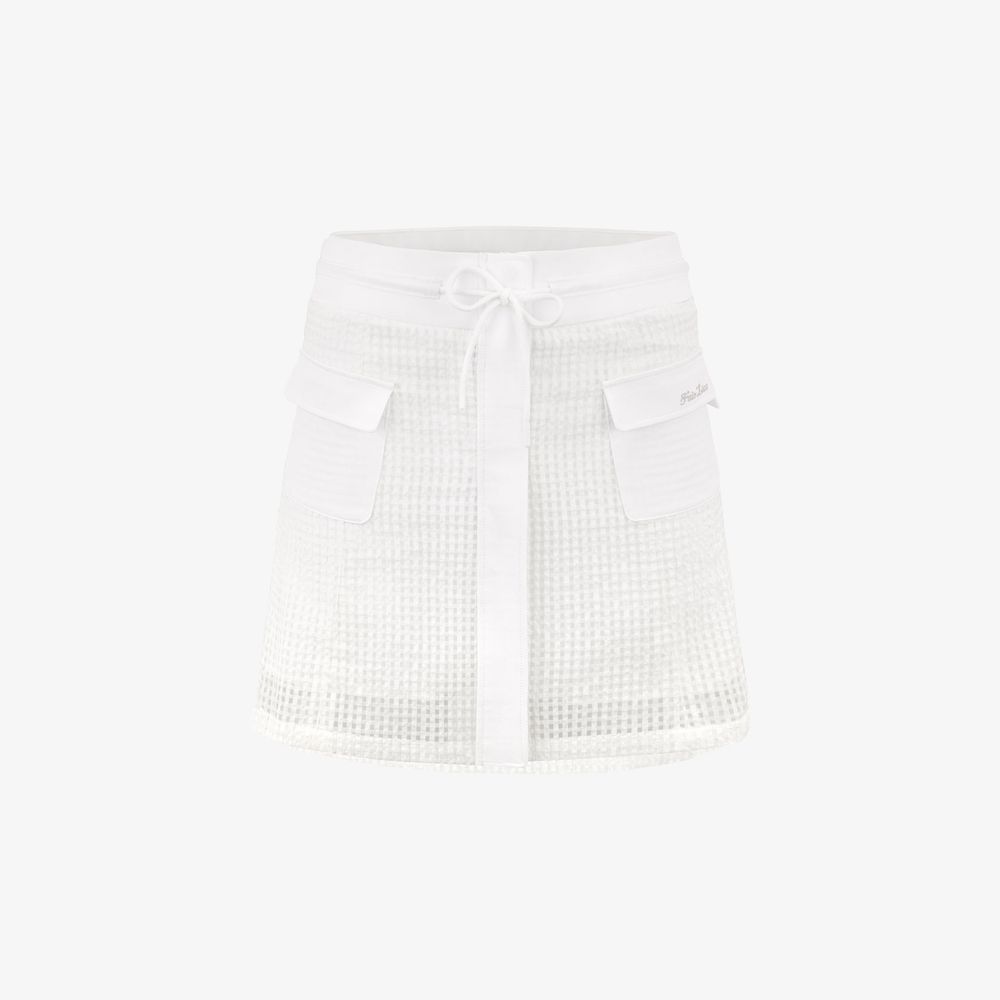 FairLiar - Chân váy High-Waist Mesh - Trắng