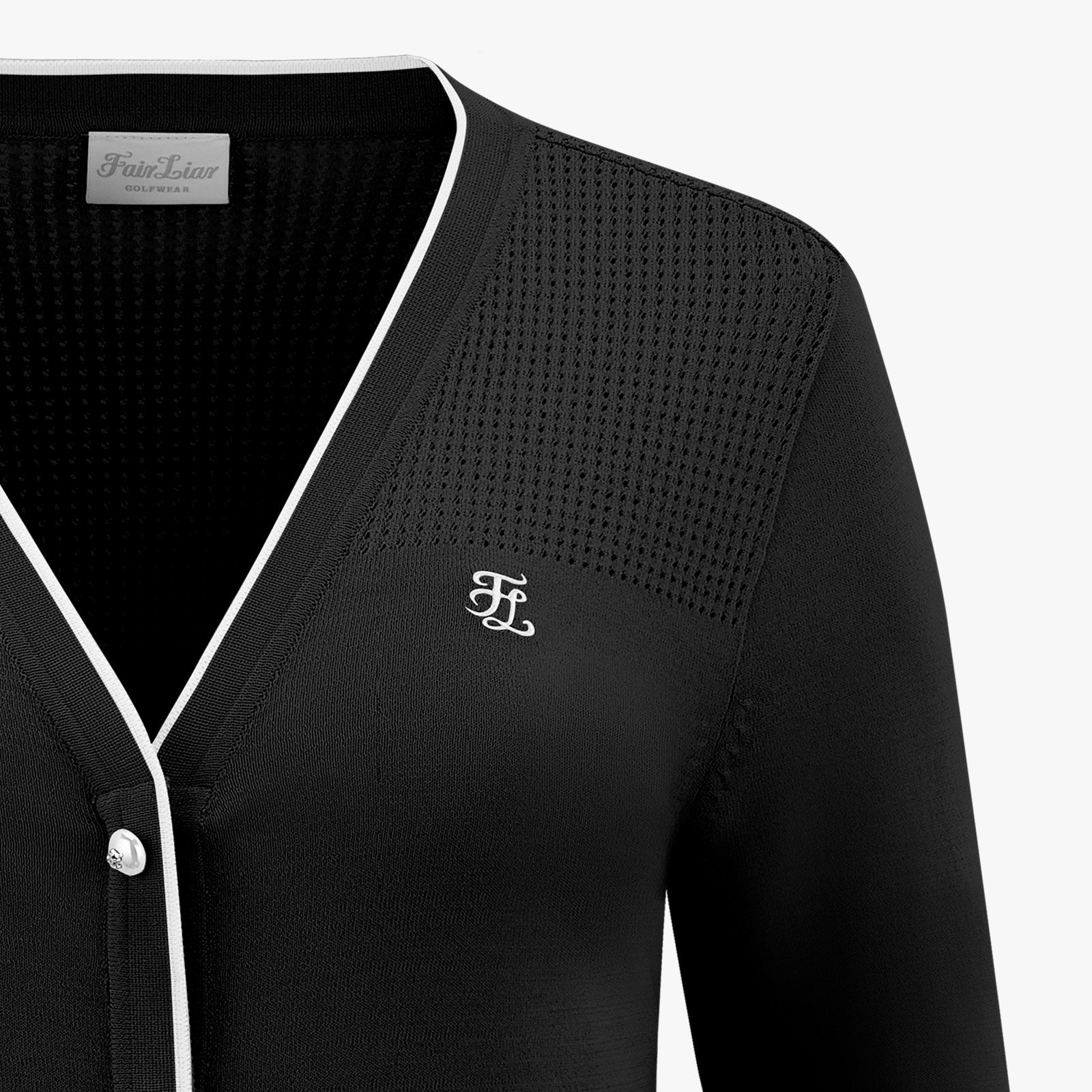 FairLiar - Áo cardigan V-neck Color-block - Đen