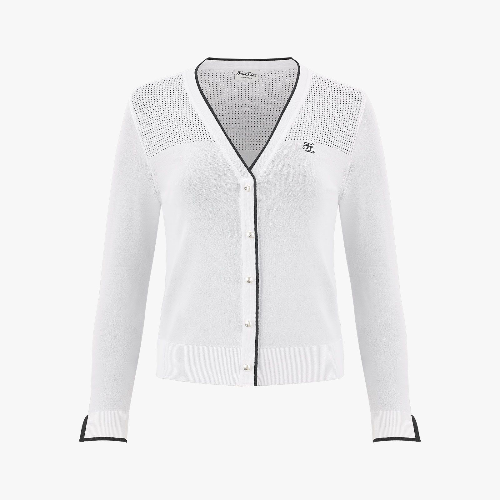 FairLiar - Áo cardigan V-neck Color-block - Trắng