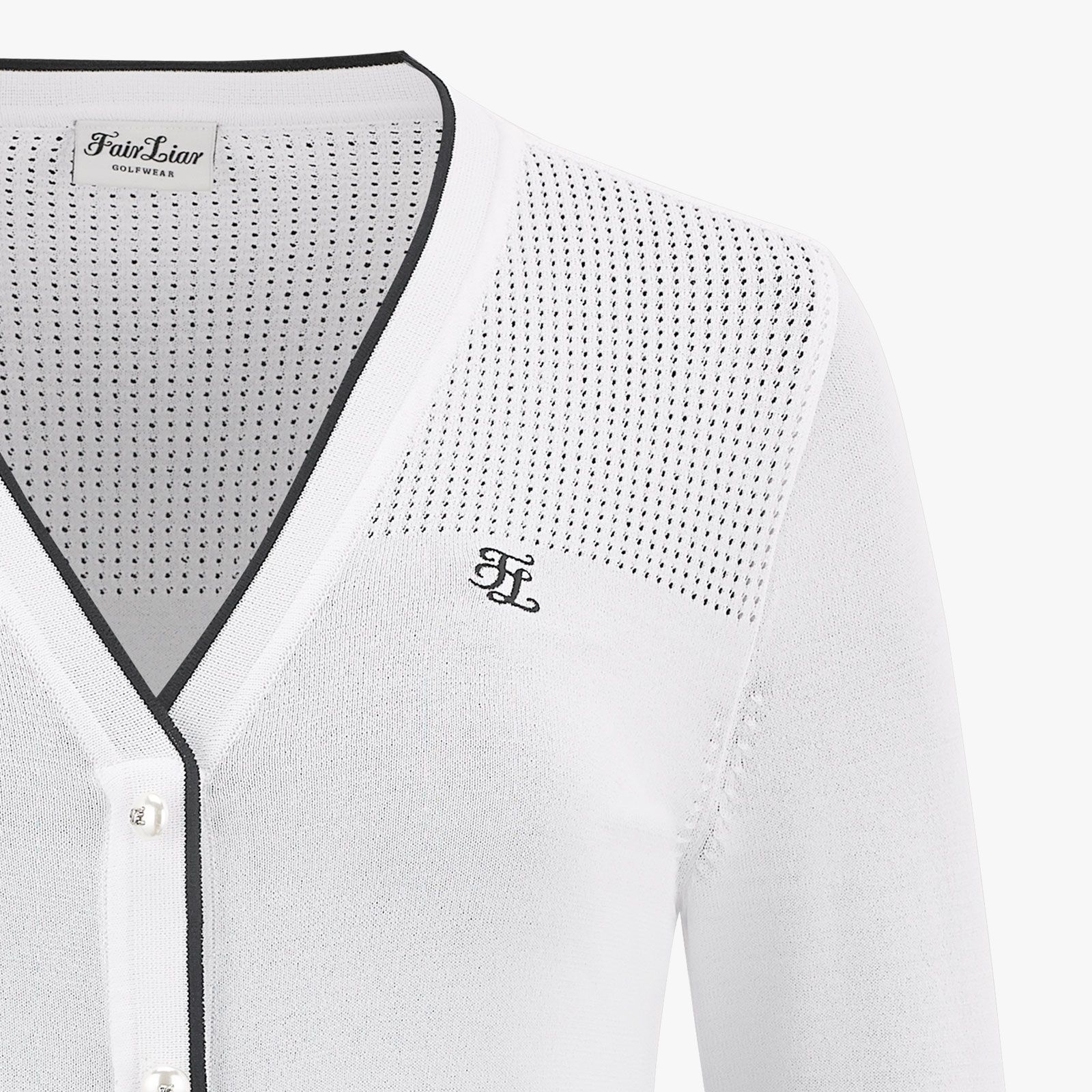 FairLiar - Áo cardigan V-neck Color-block - Trắng