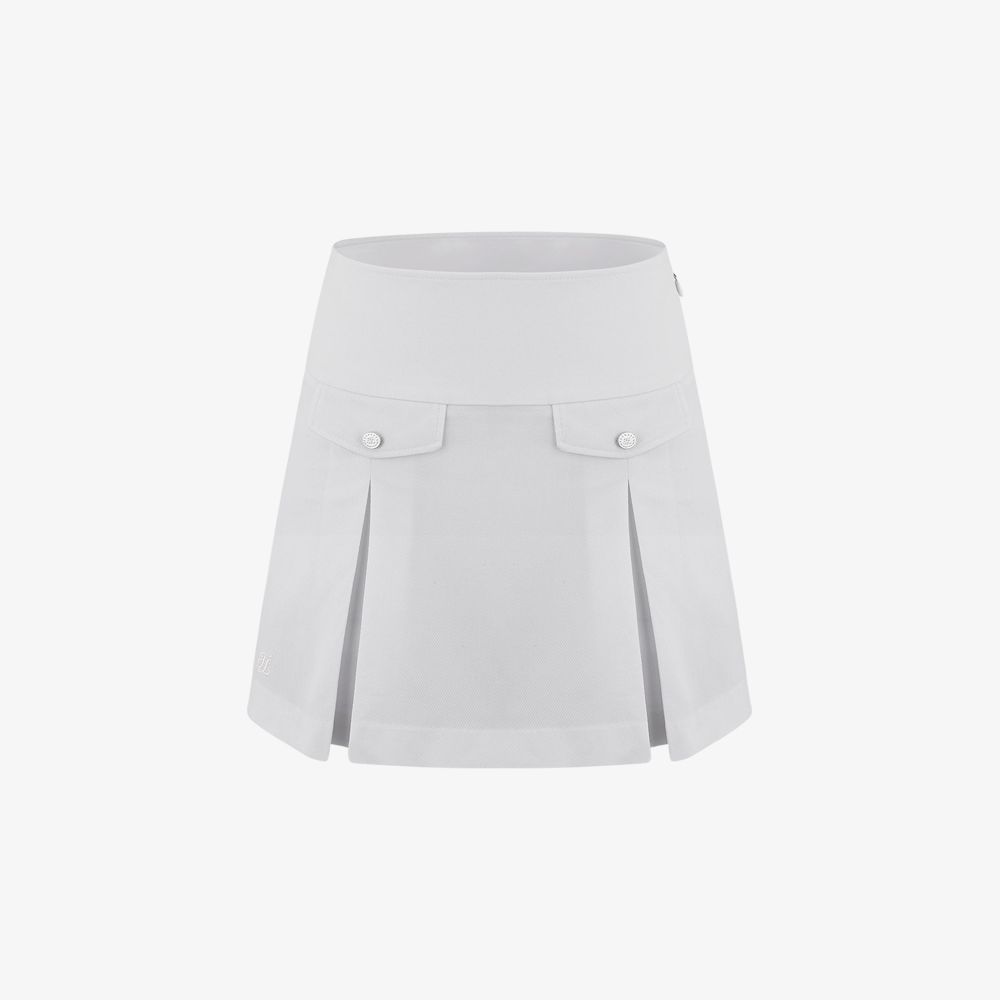 FairLiar - Chân váy A-line Pocket Pleated - Xám