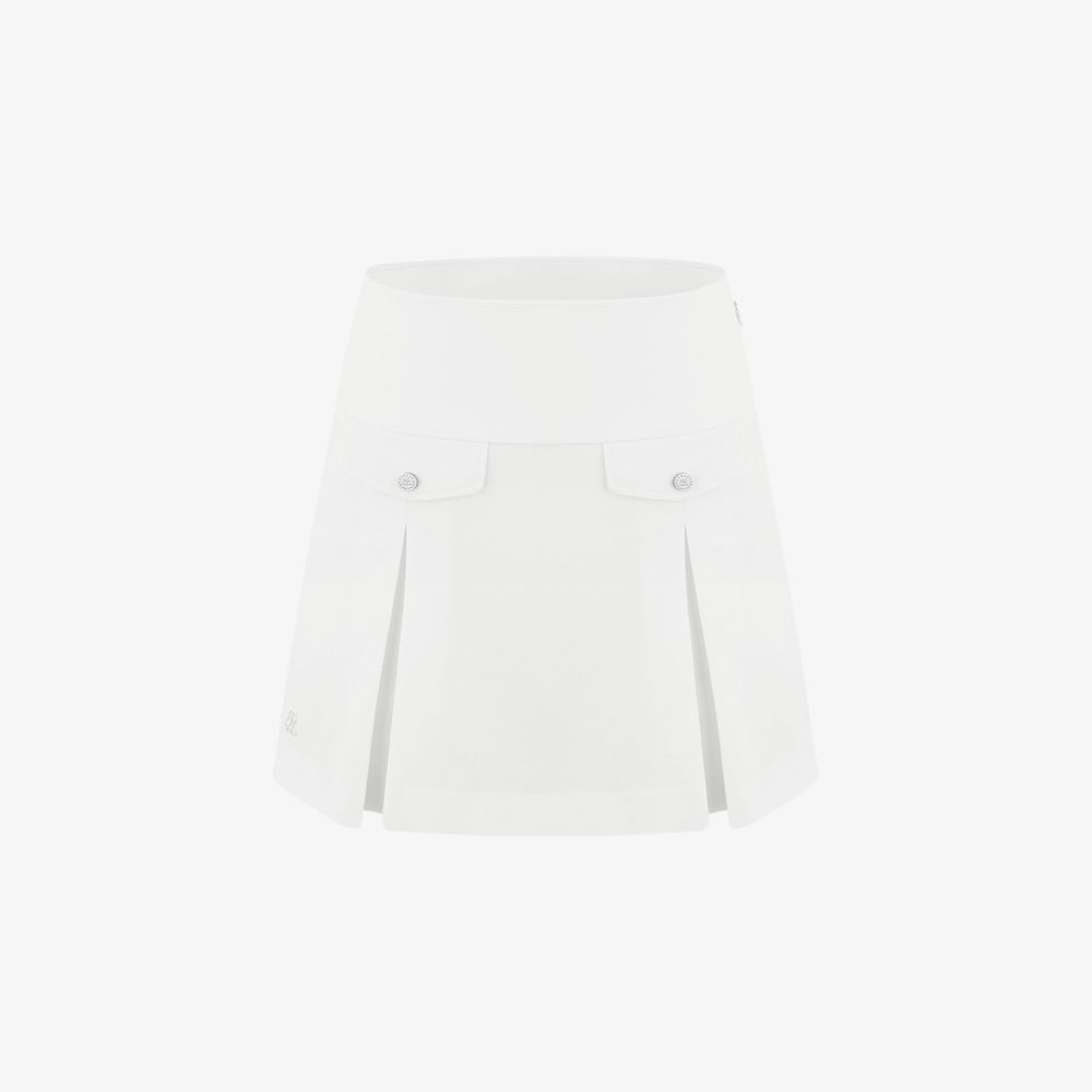 FairLiar - Chân váy A-line Pocket Pleated - Trắng