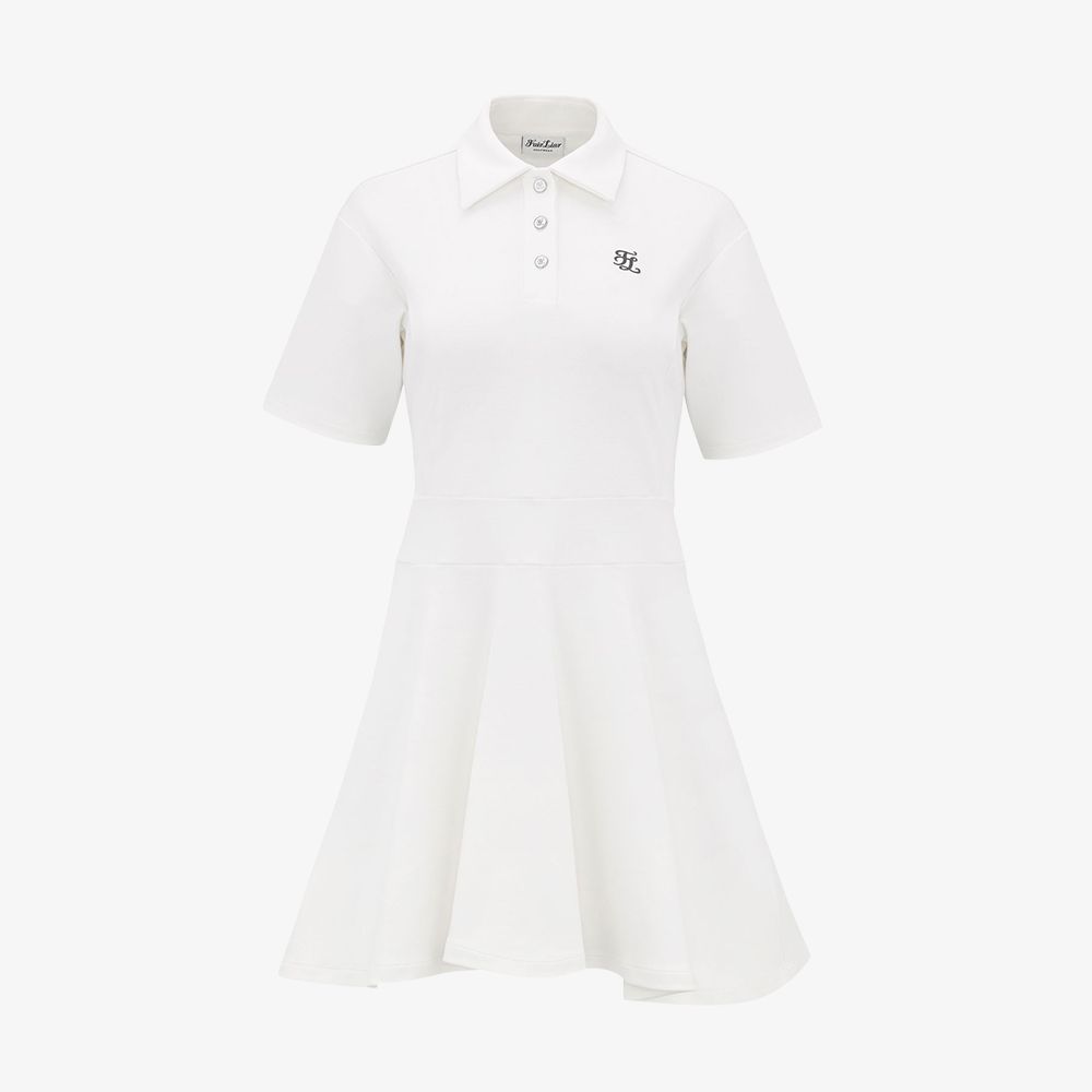 FairLiar - Đầm Flared Short-Sleeved - Trắng