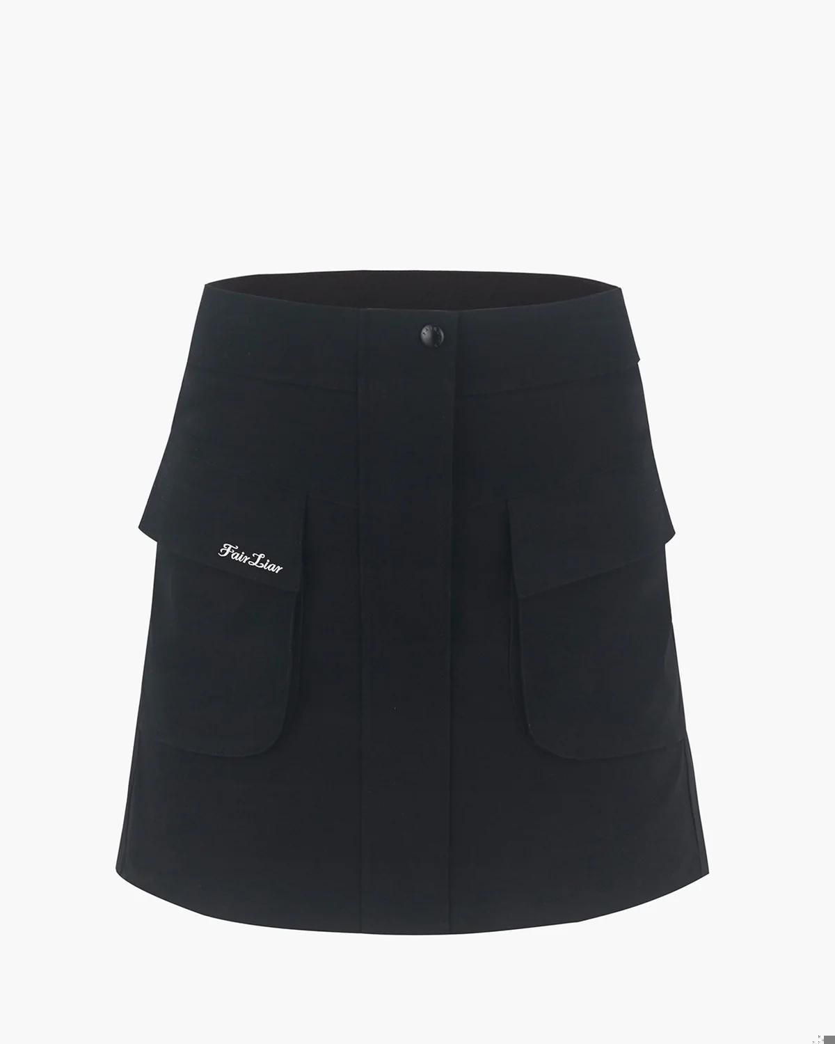 Chân Váy Cargo Flare High-Waist - Đen