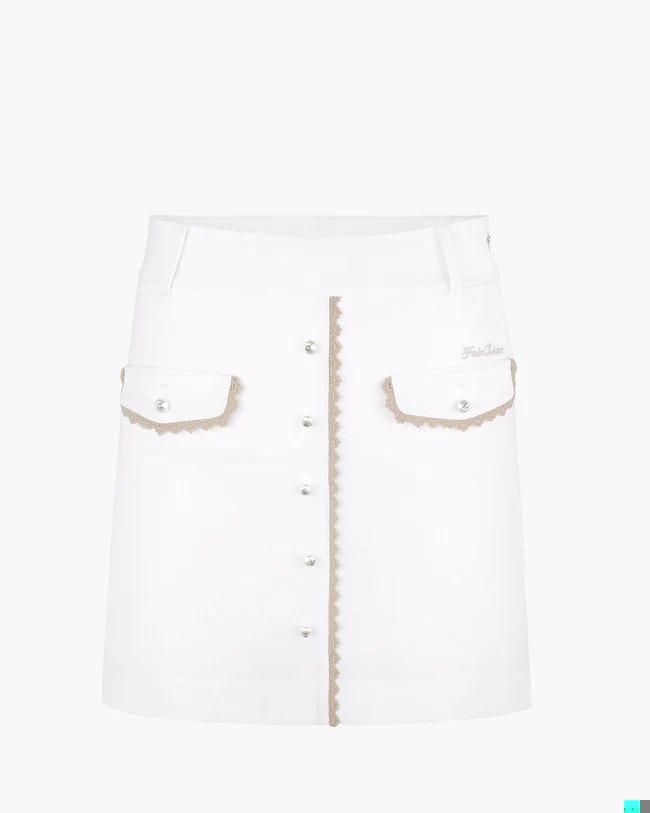 Chân Váy Lace Pocket High-Waist H Line - Trắng