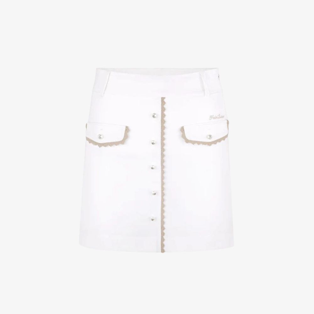 FairLiar - Chân Váy Lace Pocket High-Waist H Line - Trắng