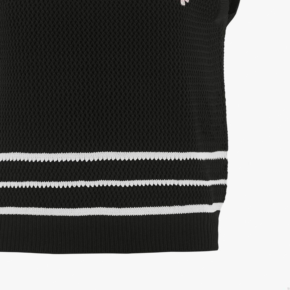 FairLiar - Áo vest len Flower Logo - Đen