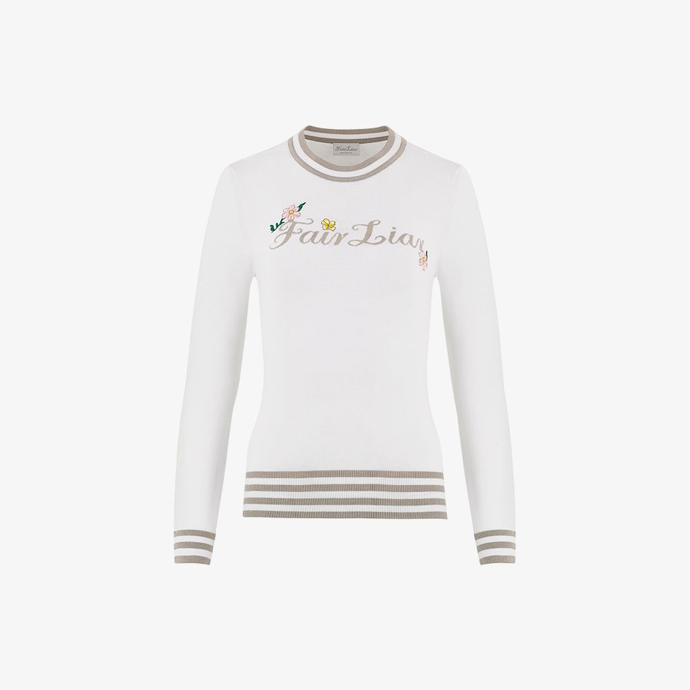 FairLiar - Áo len Flower Logo Round - Trắng